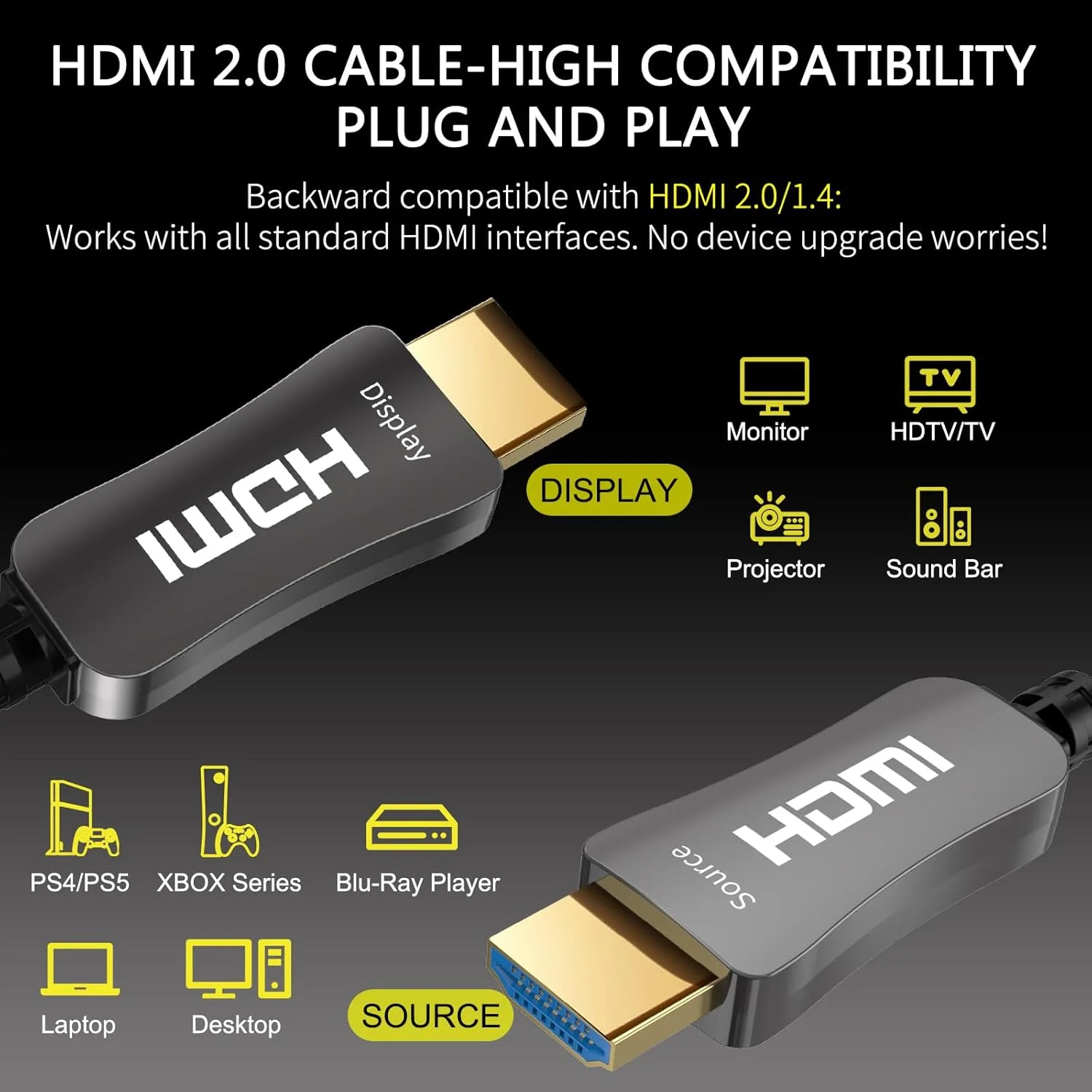 کابل فیبر نوری HDMI 4K، طول 30 متر، HDMI 2.0، 18 گیگابیت بر ثانیه، پشتیبانی از 4K@60Hz، 4:4:4/4:2:2/4:2:0، HDR10، Dolby Vision، HDCP2.2، ARC، 3D، باریک و انعطاف پذیر، برای Apple-TV Xbox PS4 TV Monitor Laptop کابل فیبر نوری HDMI 4K، طول 30 متر، HDMI 2.0، 18 گیگابیت بر ثانیه، پشتیبانی از 4K@60Hz، 4:4:4/4:2:2/4:2:0، HDR10، Dolby Vision، HDCP2.2، ARC، 3D، باریک و انعطاف پذیر، برای Apple-TV Xbox PS4 TV Monitor Laptop