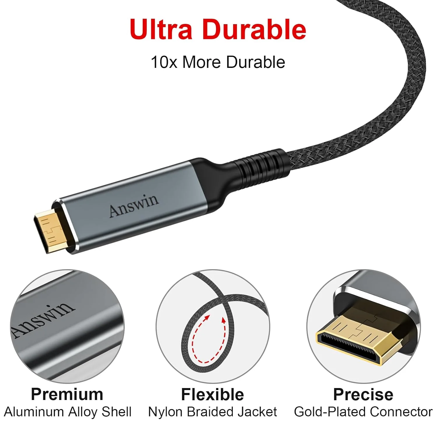 کابل Mini Displayport به Mini HDMI 4K یک طرفه 3 فوت 2K@60Hz Thunderbolt 2 به کابل Mini HDMI برای MacBook، Surface Pro/Dock به مانیتور قابل حمل KYY، ARZOPA، VILVA، MNN (نه HDMI)