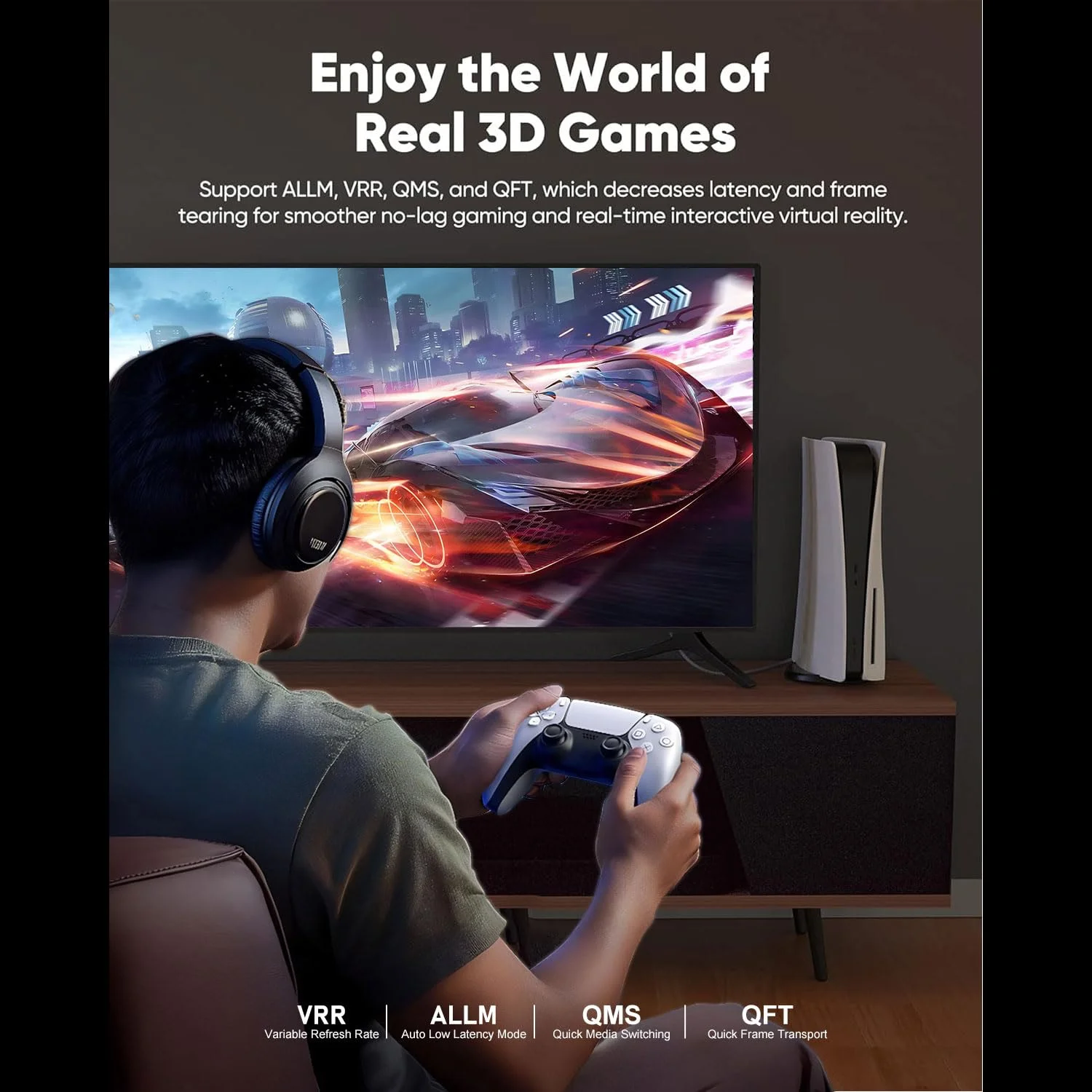 کابل HDMI 2.2 شانزده هزار کی با سرعت فوق العاده بالا 96 گیگابیت بر ثانیه، 16K@60Hz 8K@120Hz 4K@480Hz، کابل HDMI برای PS5/Xbox Series X|S/Roku TV/Gaming PC/مانیتور/Blu-ray/پروژکتور کابل HDMI 2.2 شانزده هزار کی با سرعت فوق العاده بالا 96 گیگابیت بر ثانیه، 16K@60Hz 8K@120Hz 4K@480Hz، کابل HDMI برای PS5/Xbox Series X|S/Roku TV/Gaming PC/مانیتور/Blu-ray/پروژکتور