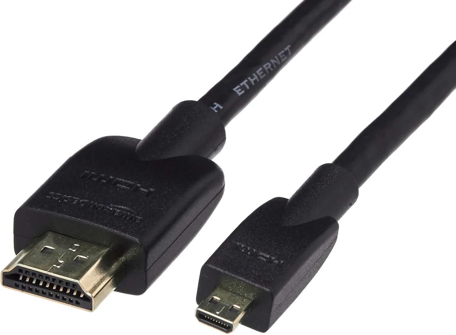 کابل تبدیل میکرو HDMI به HDMI آمازون بیسیکس، سرعت بالا 18 گیگابیت بر ثانیه، 4K@60Hz، 2160p، رنگ 48 بیتی، آماده برای اترنت، 6 فوت، مشکی