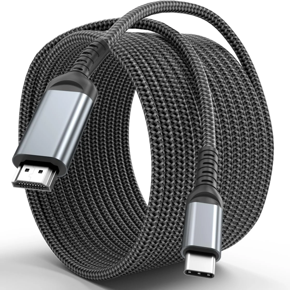 کابل USB C به HDMI با طول 4.5 متر، دارای روکش طلایی مقاوم در برابر تداخل، کابل آلومینیومی Type-C به HDMI، سازگار با Thunderbolt 3 & 4 برای MacBook، iMac، iPad Pro، Galaxy، Surface، Dell، HP