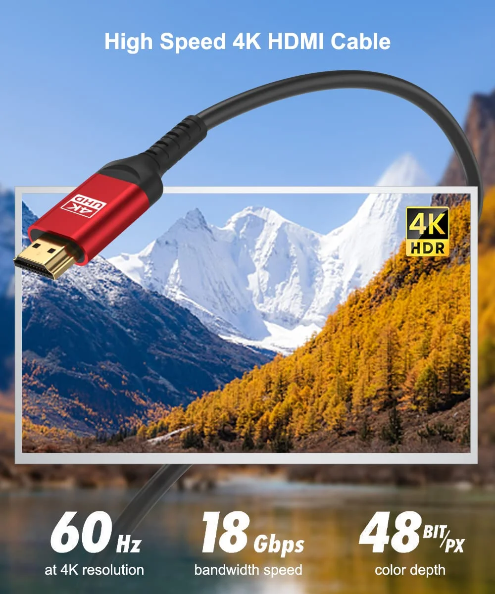 کابل HDMI 4K به طول 18 متر، دارای استاندارد CL3 مناسب نصب داخل دیوار، پشتیبانی از HDR10 18Gbps HDCP2.2 ARC، سرعت بالا، سازگار با Roku TV، لپ تاپ، PC، HDTV، کنسول