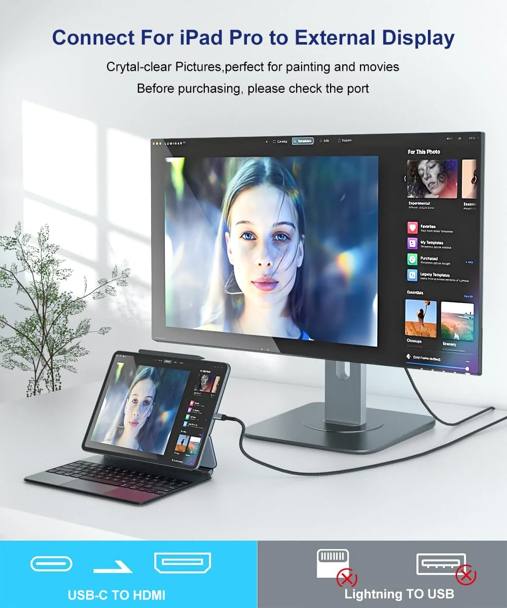 کابل USB C به HDMI با طول 4.5 متر، دارای روکش طلایی مقاوم در برابر تداخل، کابل آلومینیومی Type-C به HDMI، سازگار با Thunderbolt 3 & 4 برای MacBook، iMac، iPad Pro، Galaxy، Surface، Dell، HP