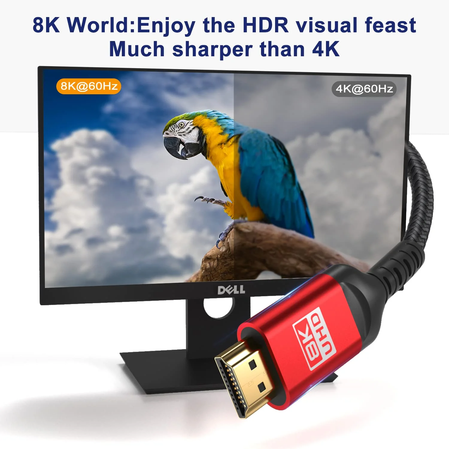 کابل HDMI فوق سریع 8K با سرعت 48 گیگابیت بر ثانیه، 3.6 متر - 4K@120Hz 8K@120Hz, eARC, HDR10, DTS:X, HDCP 2.2 & 2.3، سازگار با PS4/5، Blu-ray، مانیتور، PC و غیره