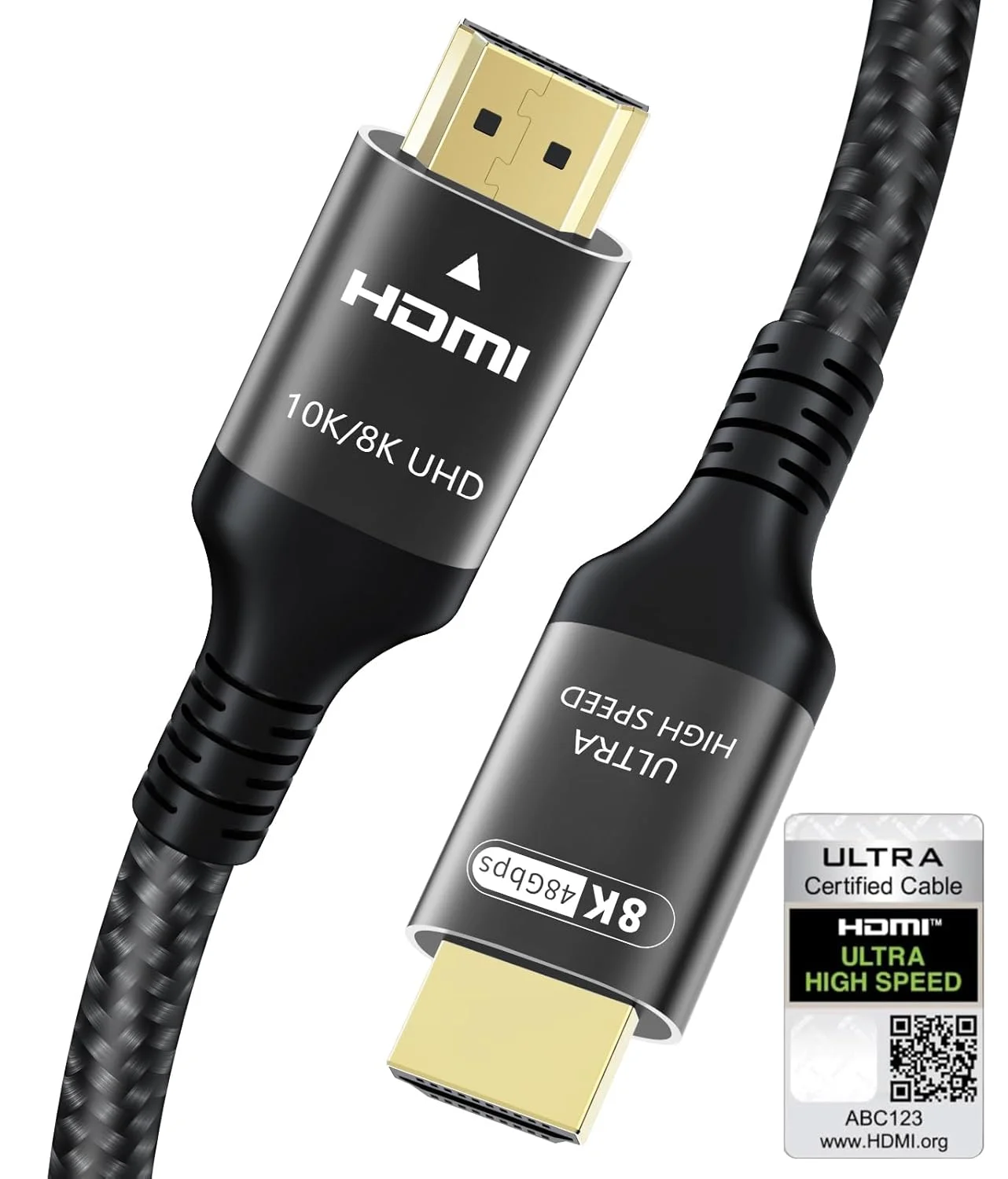کابل HDMI 2.1 با سرعت فوق العاده بالا 48 گیگابیت بر ثانیه، 10 فوت، اترنت CEC، رزولوشن 4K با نرخ 240 هرتز، 165 هرتز، 144 هرتز، 120 هرتز، رزولوشن 8K با نرخ 60 هرتز، eARC، نتفلیکس HDCP2.3 HDR10+ مناسب برای کامپیوتر، لپ تاپ، RTX5090، تلویزیون، مانیتور، پروژکتور، ایکس باکس، PS5