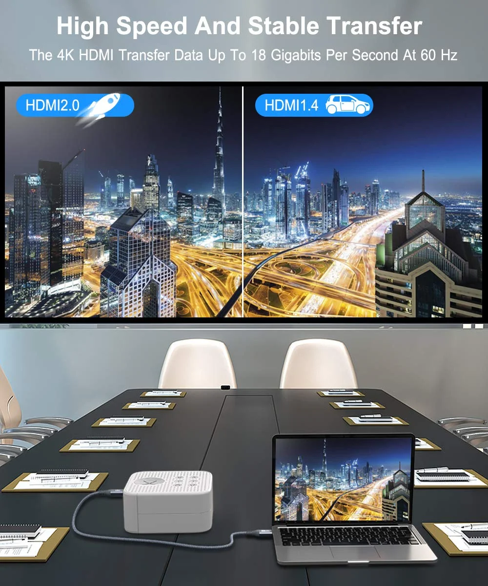 کابل HDMI آکودا 4K به طول 4.5 متر، کابل بافته شده HDMI 2.0 سرعت بالا 18 گیگابیت بر ثانیه، HDR 4K-60 هرتز، Ultra HD، 2K، 1080P، سازگار با ARC برای تلویزیون، کامپیوتر، PS5/4/3، پروژکتور، مانیتور و غیره.