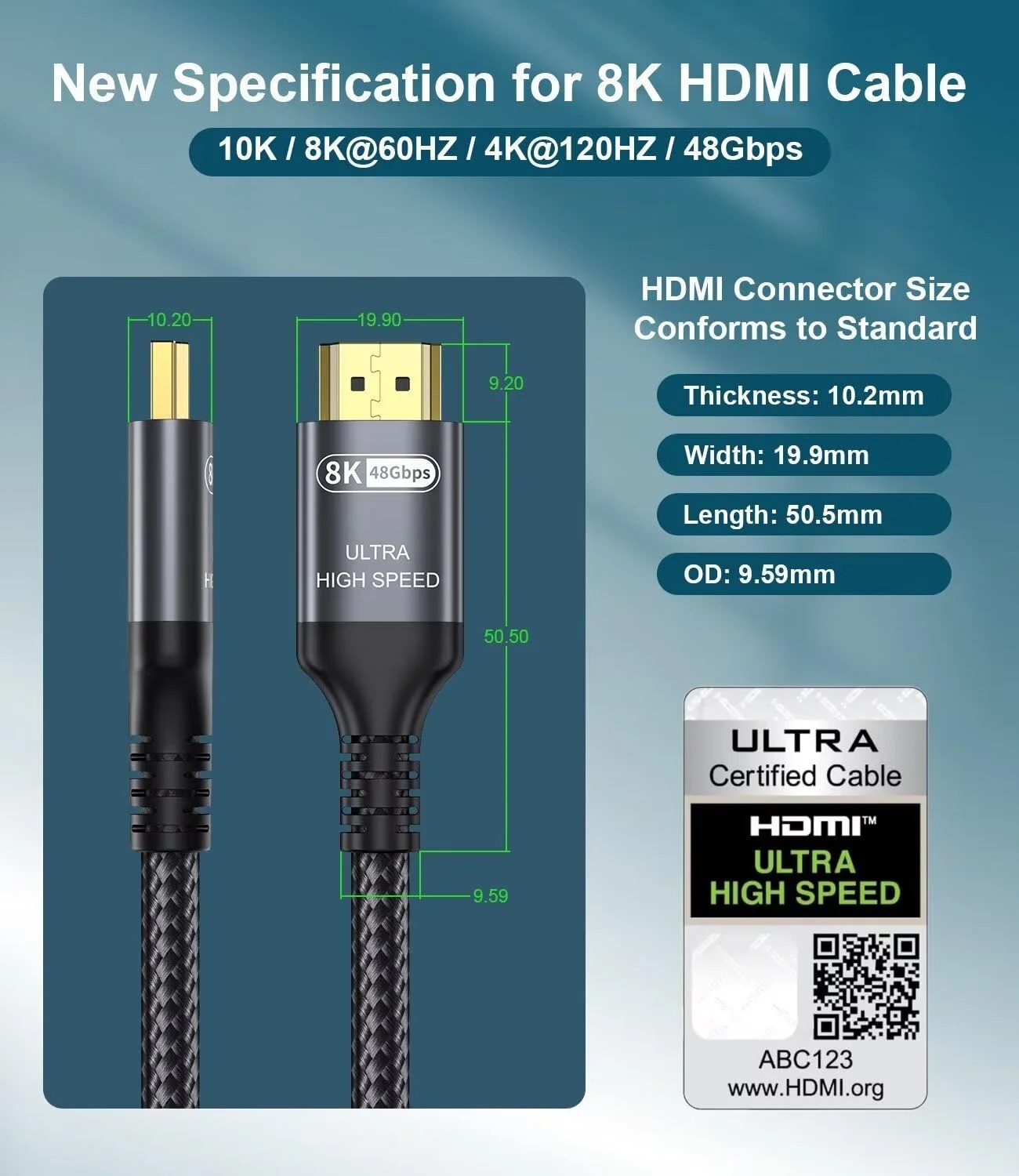 کابل HDMI 2.1 با سرعت فوق العاده بالا 48 گیگابیت بر ثانیه، 10 فوت، اترنت CEC، رزولوشن 4K با نرخ 240 هرتز، 165 هرتز، 144 هرتز، 120 هرتز، رزولوشن 8K با نرخ 60 هرتز، eARC، نتفلیکس HDCP2.3 HDR10+ مناسب برای کامپیوتر، لپ تاپ، RTX5090، تلویزیون، مانیتور، پروژکتور، ایکس باکس، PS5 کابل HDMI 2.1 با سرعت فوق العاده بالا 48 گیگابیت بر ثانیه، 10 فوت، اترنت CEC، رزولوشن 4K با نرخ 240 هرتز، 165 هرتز، 144 هرتز، 120 هرتز، رزولوشن 8K با نرخ 60 هرتز، eARC، نتفلیکس HDCP2.3 HDR10+ مناسب برای کامپیوتر، لپ تاپ، RTX5090، تلویزیون، مانیتور، پروژکتور، ایکس باکس، PS5