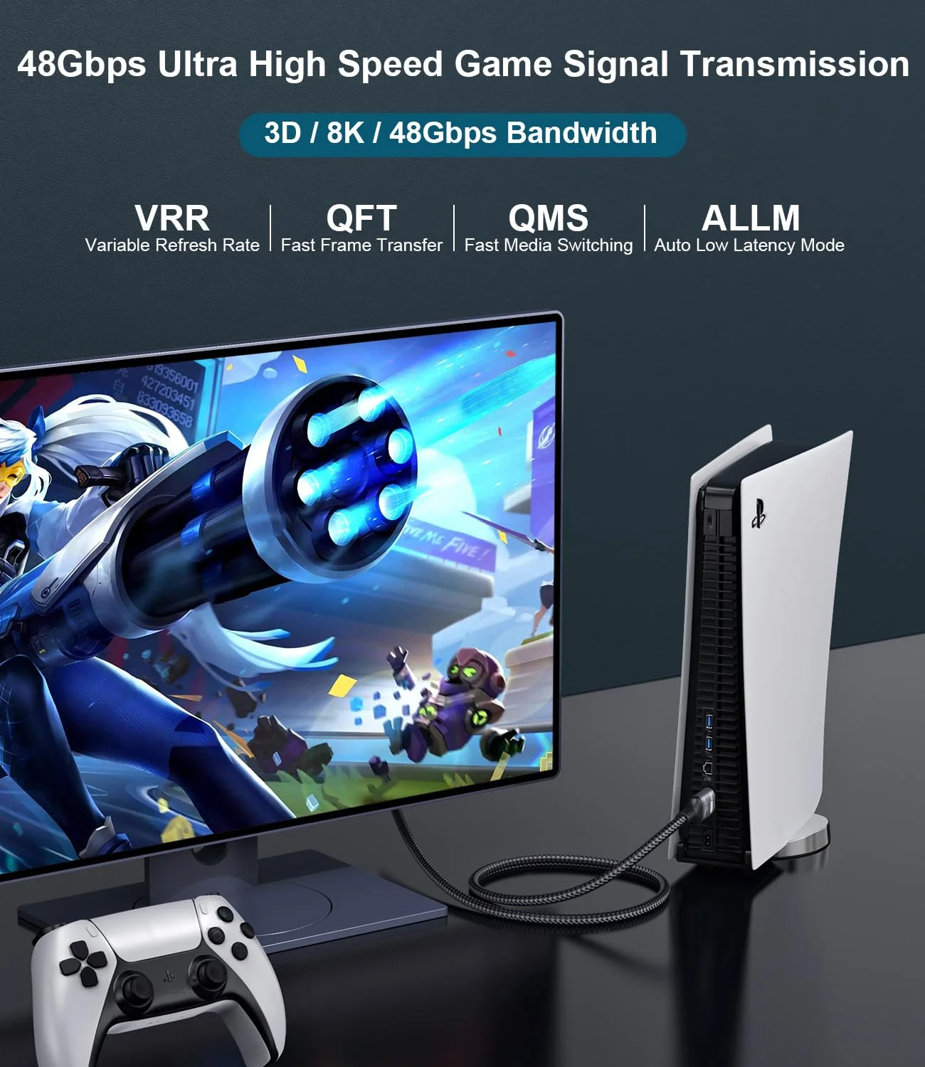 کابل HDMI 2.1 با سرعت فوق العاده بالا 48 گیگابیت بر ثانیه، 10 فوت، اترنت CEC، رزولوشن 4K با نرخ 240 هرتز، 165 هرتز، 144 هرتز، 120 هرتز، رزولوشن 8K با نرخ 60 هرتز، eARC، نتفلیکس HDCP2.3 HDR10+ مناسب برای کامپیوتر، لپ تاپ، RTX5090، تلویزیون، مانیتور، پروژکتور، ایکس باکس، PS5 کابل HDMI 2.1 با سرعت فوق العاده بالا 48 گیگابیت بر ثانیه، 10 فوت، اترنت CEC، رزولوشن 4K با نرخ 240 هرتز، 165 هرتز، 144 هرتز، 120 هرتز، رزولوشن 8K با نرخ 60 هرتز، eARC، نتفلیکس HDCP2.3 HDR10+ مناسب برای کامپیوتر، لپ تاپ، RTX5090، تلویزیون، مانیتور، پروژکتور، ایکس باکس، PS5