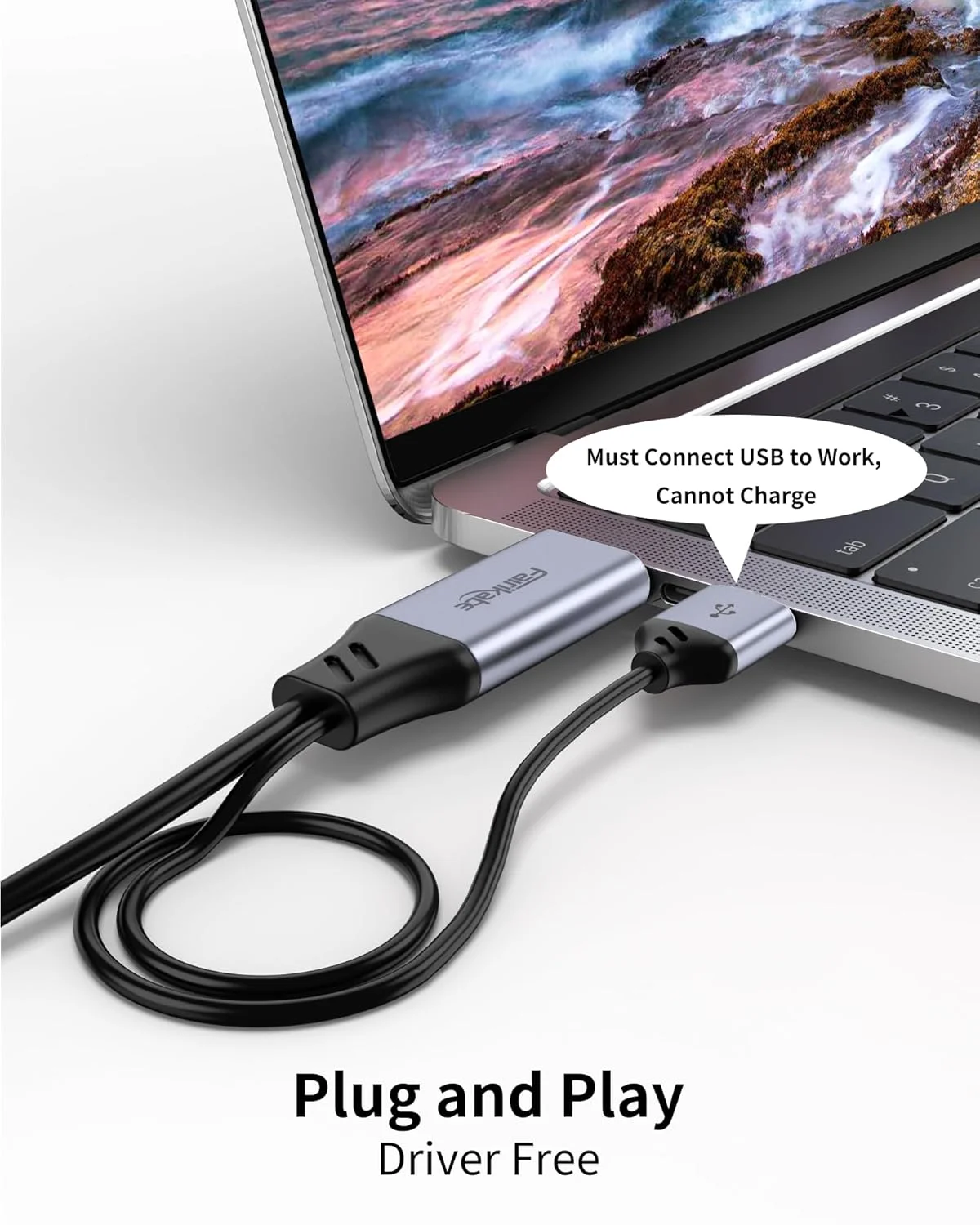 کابل تبدیل HDMI به USB C، طول 1 متر، 4K60Hz، یک طرفه HDMI به مانیتور Type C، برای منبع HDMI (لپ تاپ، کامپیوتر، داک استیم دک، PS4/5، ایکس باکس) به نمایشگر USBC Xreal Air، Nreal، مانیتور قابل حمل