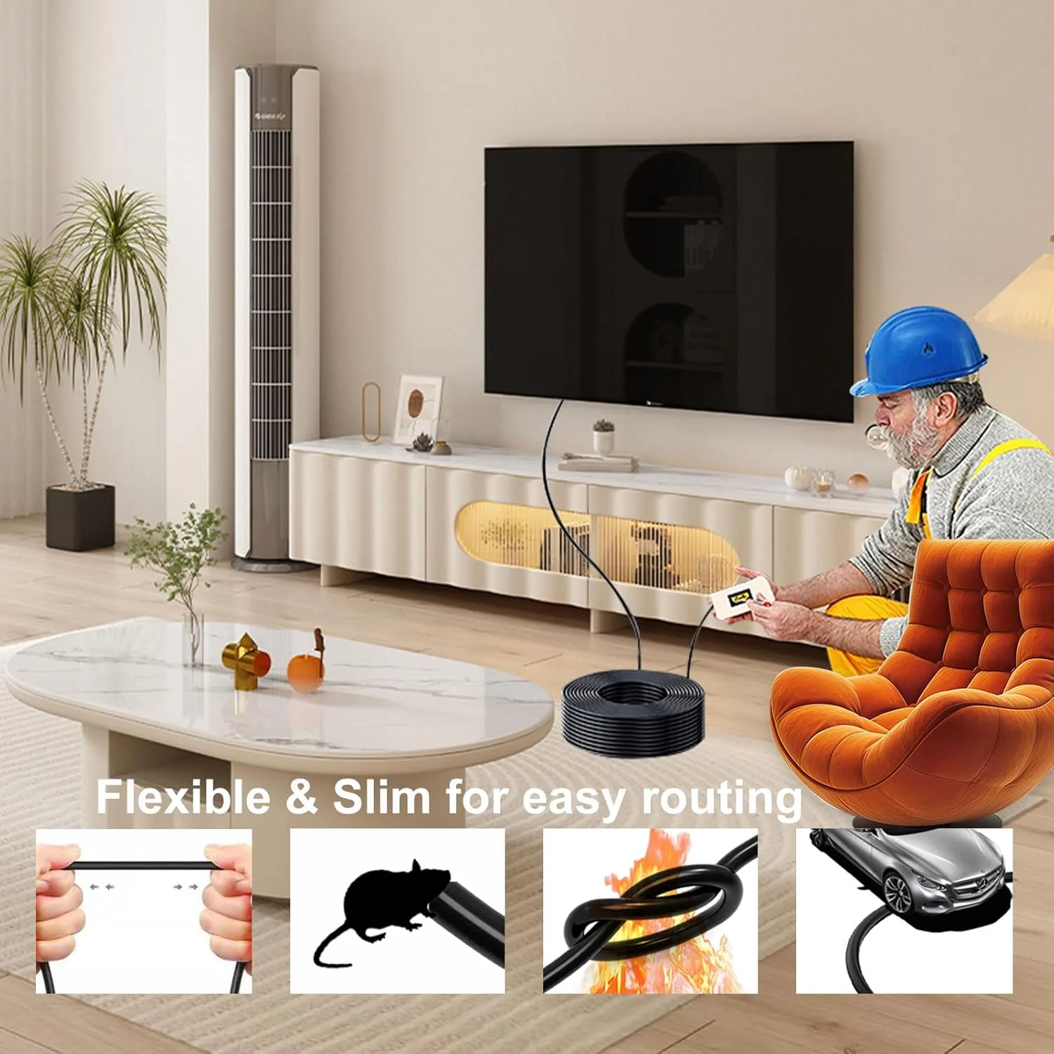 کابل فیبر نوری HDMI ۱۰۰ فوت، ۱۸ گیگابیت بر ثانیه، پشتیبانی از سرعت فوق العاده بالای 4K، 4K@60Hz(4:4:4 RGB) HDR10,HDCP2.2,eARC,3D,CEC یک طرفه فعال 2.0، محافظت در برابر تداخل، باریک و انعطاف پذیر