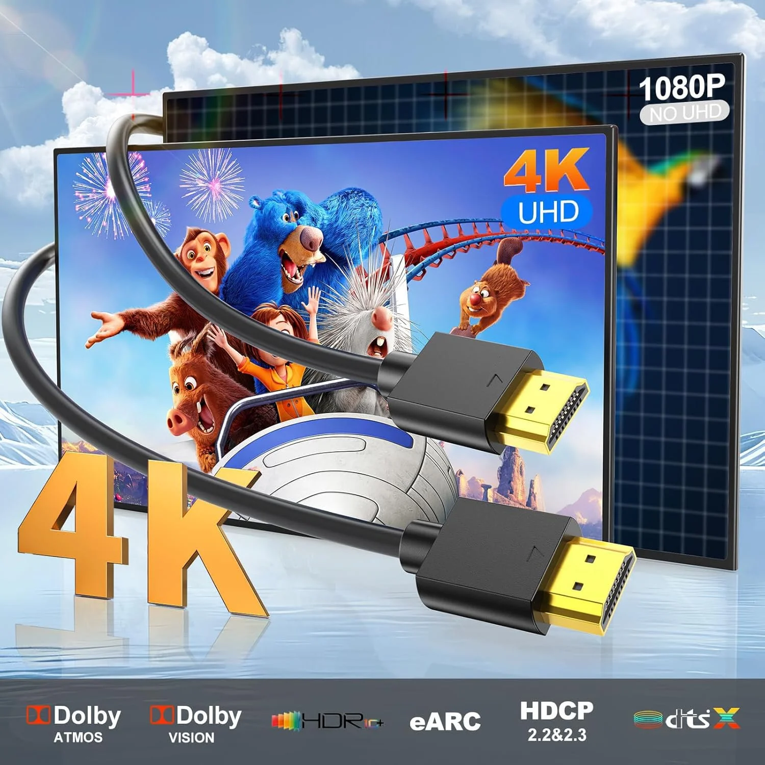 کابل HDMI شش فوتی بسته 10 عددی، کابل HDMI به HDMI شش فوتی چندتایی، کابل HDMI 2.0 محافظت شده شش فوتی با رزولوشن 4K@60Hz، 2k@165/144Hz، HDCP 2.2، HDR، ARC و CL3 | برای لپ تاپ، مانیتور، تلویزیون PS5، PS4، ایکس باکس، ساندبار