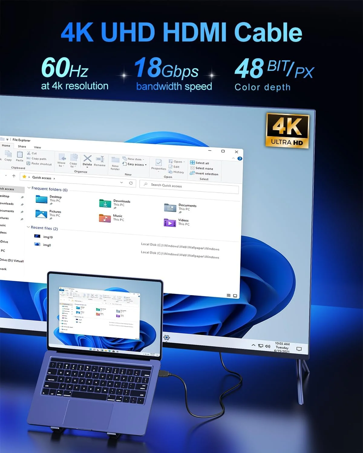 کابل HDMI 4K طول 90 سانتیمتر، بسته 10 عددی، کابل HDMI 2.0 پرسرعت با پوشش محافظ و پشتیبانی از اترنت، سازگار با رزولوشن 4K@60Hz, 2K, HDR, ARC, 3D، مناسب برای مانیتور، Roku/Fire TV، لپ تاپ، PS5/4، Blu-ray