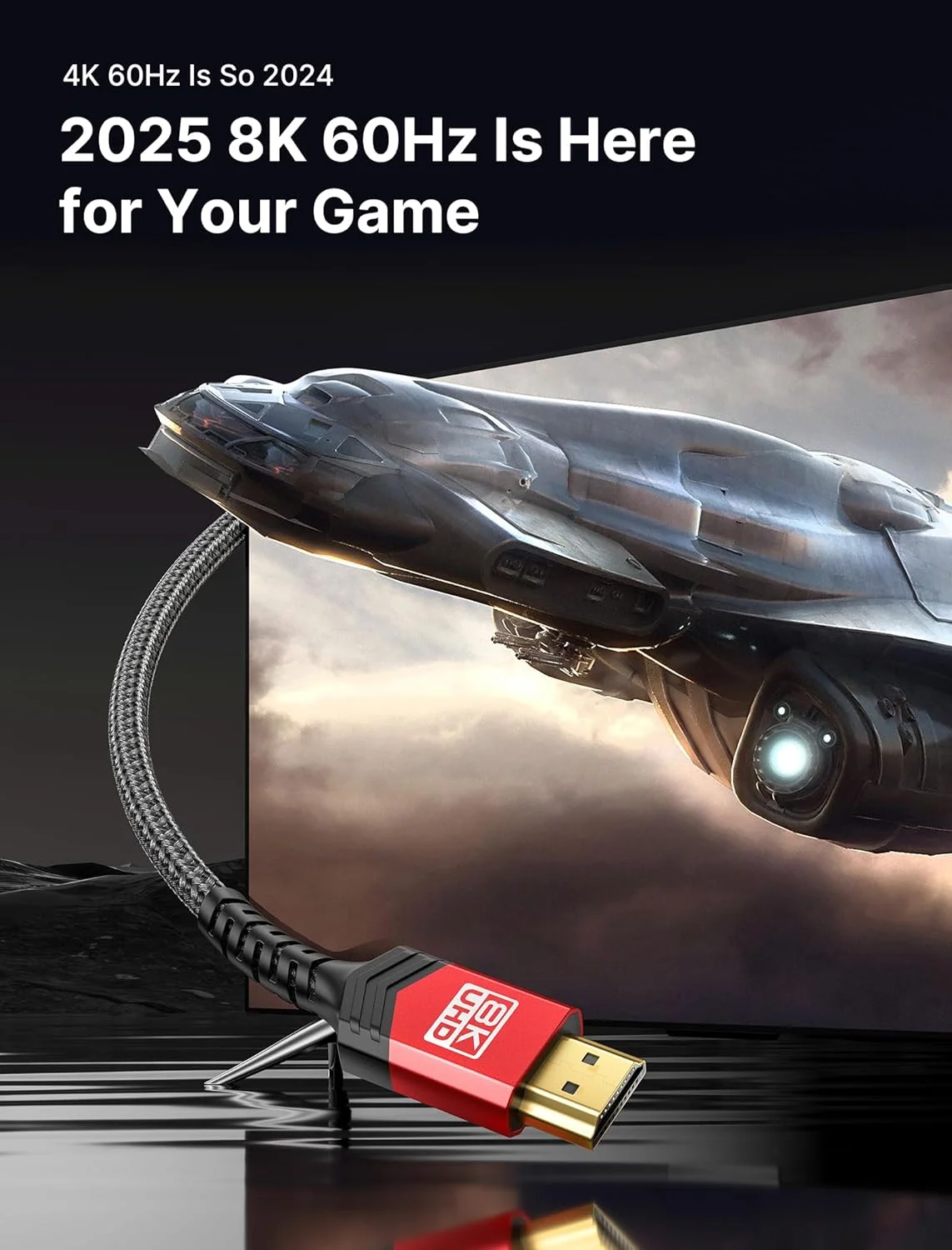کابل های HDMI 8K جی ساکس 2.1 طول 3 متر، بسته 2 عددی، سرعت فوق العاده بالا 48 گیگابیت بر ثانیه (8K@60Hz 7680x4320, 4K@120Hz) eARC HDR10 HDCP 2.2 & 2.3 3D، سازگار با PS5/PS4/X-Box/Roku TV/HDTV/Blu-ray/LG/Samsung QLED