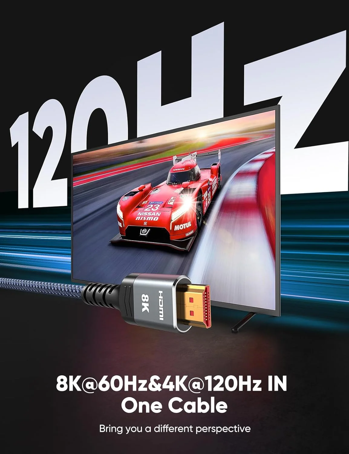 کابل HDMI 2.1 با کیفیت 10K 8K، بسته 2 عددی 2 متری، کابل باریک HDMI با سرعت فوق العاده بالا 48 گیگابیت بر ثانیه، پشتیبانی از 4K@120Hz و 8K@60Hz، HDCP 2.2 و 2.3، HDR پویا، eARC، DTS:X، سازگار با Roku TV/HDTV/PS5/Blu-ray