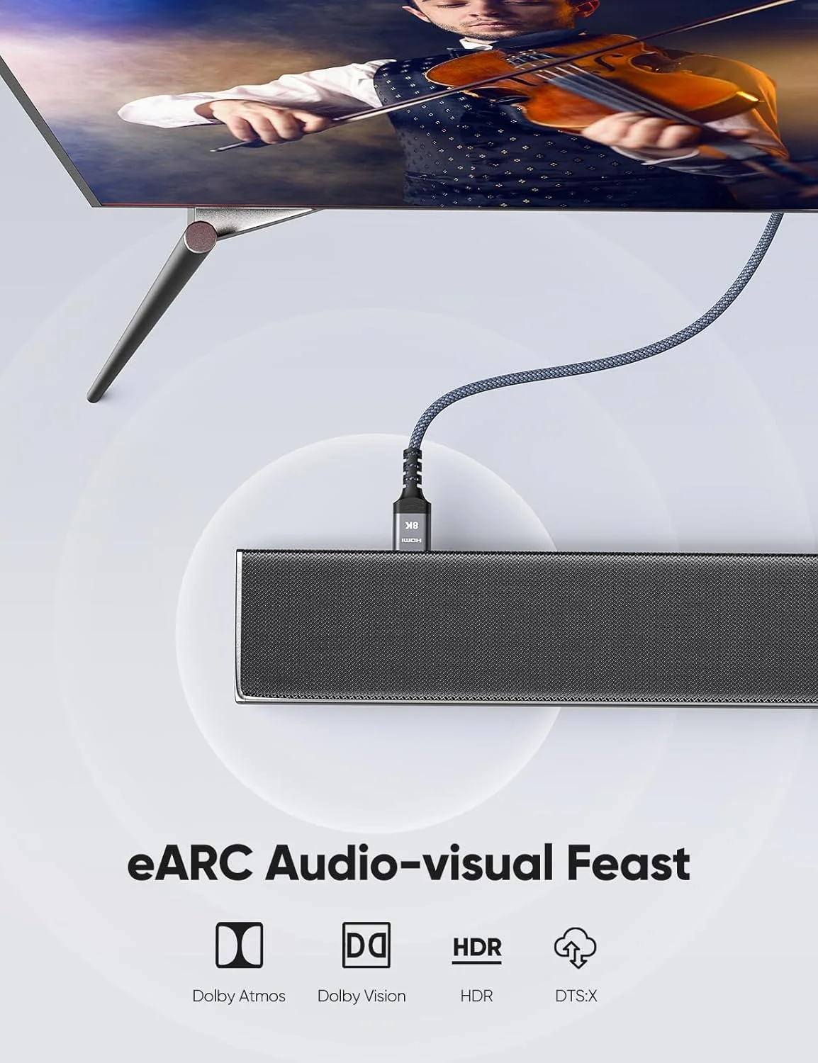 کابل HDMI 2.1 با کیفیت 10K 8K، بسته 2 عددی 2 متری، کابل باریک HDMI با سرعت فوق العاده بالا 48 گیگابیت بر ثانیه، پشتیبانی از 4K@120Hz و 8K@60Hz، HDCP 2.2 و 2.3، HDR پویا، eARC، DTS:X، سازگار با Roku TV/HDTV/PS5/Blu-ray