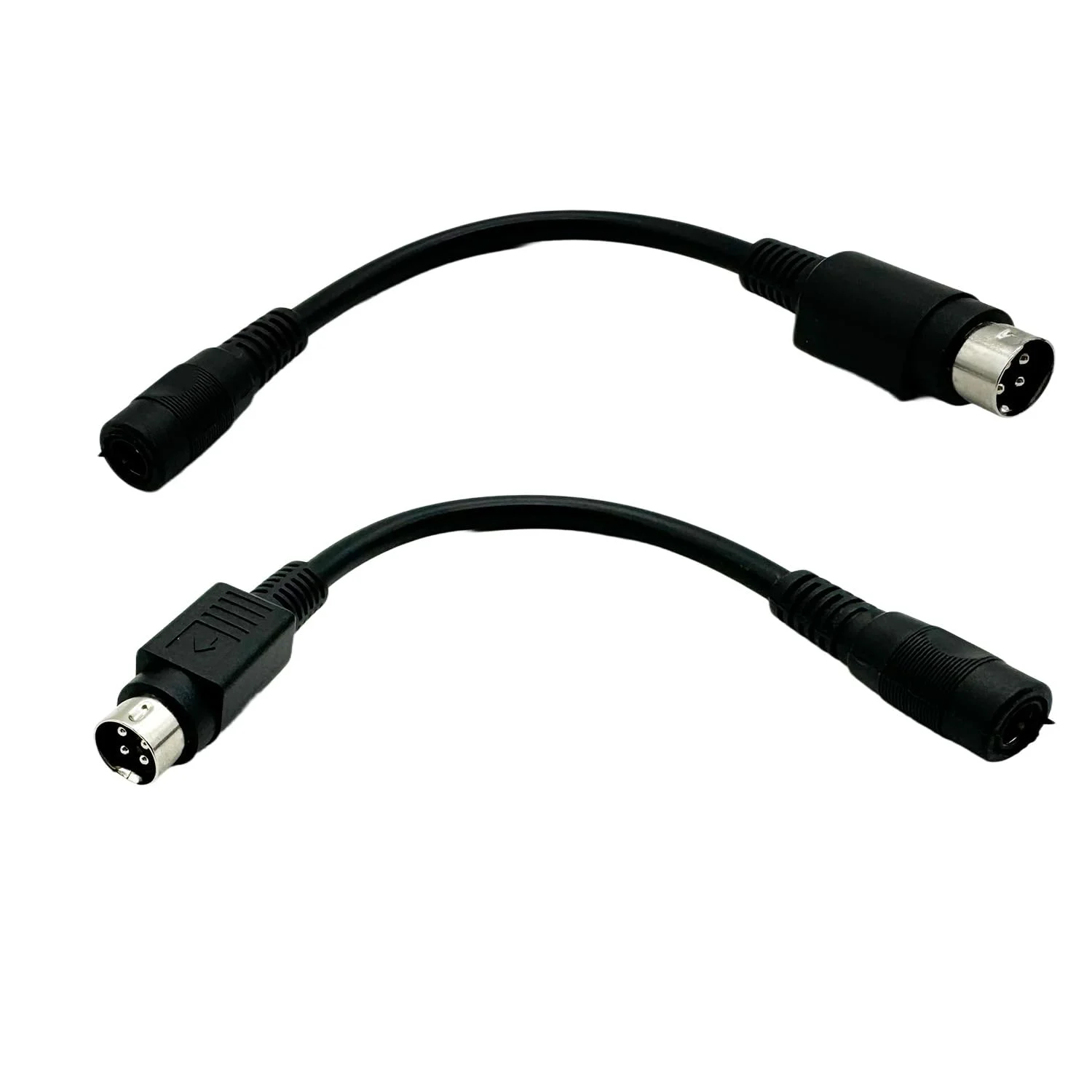 دو عدد کابل افزایش طول برق DC مادگی 5.5mm x 2.1mm به نری مینی دین 4 پین برای دوربین مداربسته، آداپتور شارژر، DVD، تلویزیون LCD، کامپیوتر، پرینتر بارکد و نورپردازی استیج