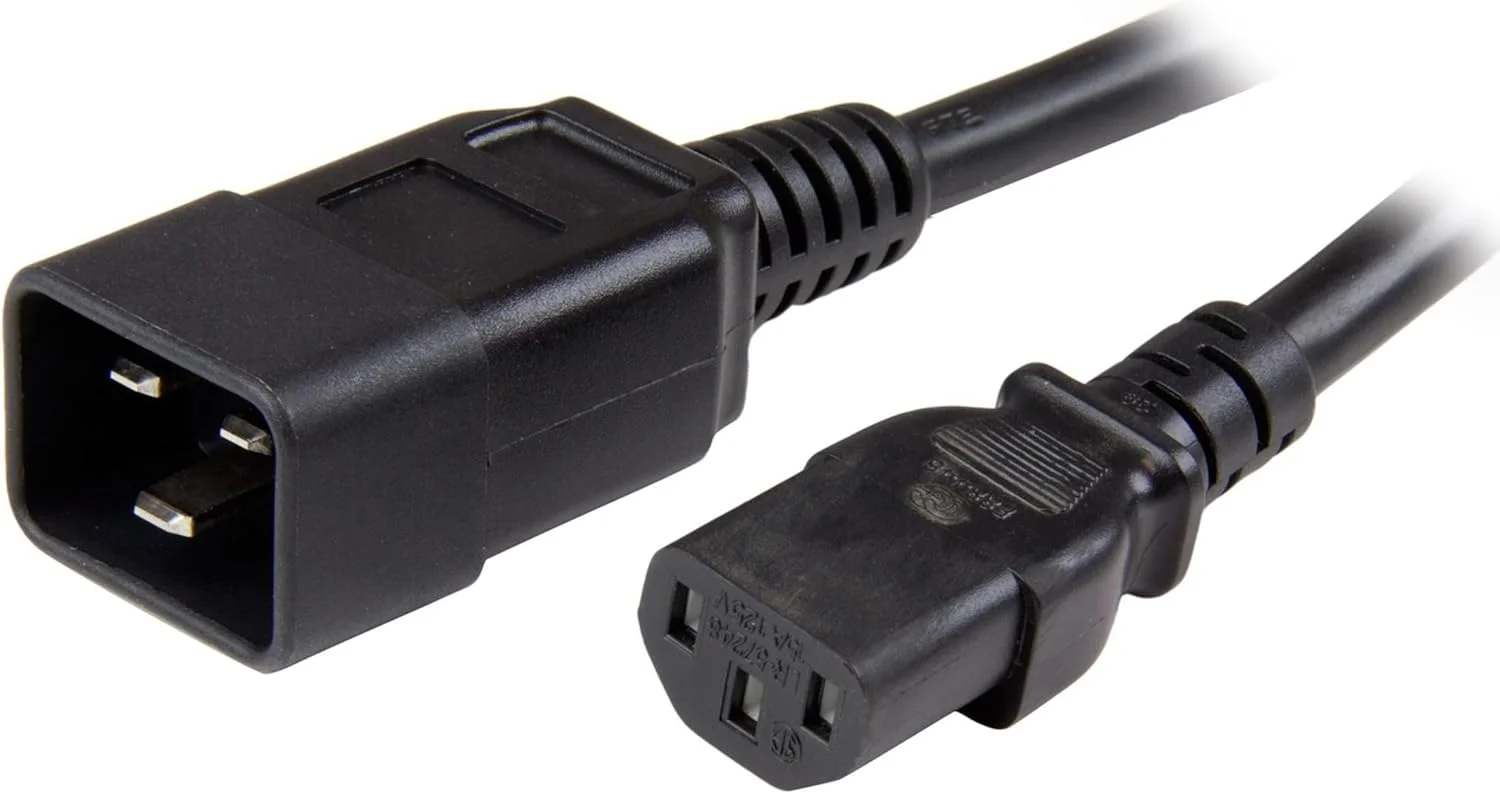 کابل افزایش طول سنگین 1.8 متری StarTech.com، IEC 320 C13 به IEC 320 C20 مشکی، 15 آمپر 125 ولت، 14AWG، کابل برق AC سنگین، دارای گواهی UL (PXTC13C20146)
