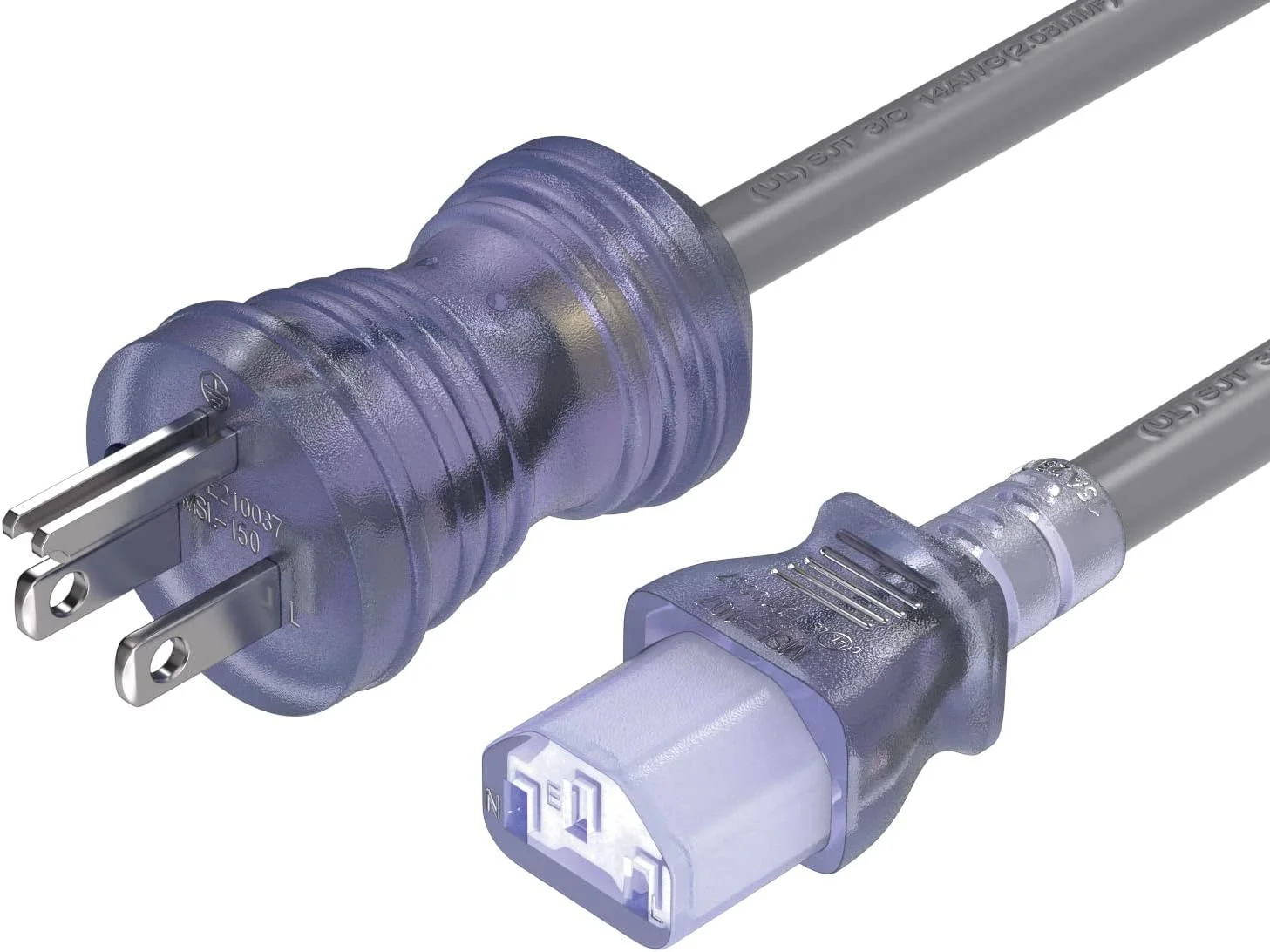 کابل برق بیمارستانی 7.5 متری با سیم 14 AWG NEMA 5-15P به IEC320 C13، 15 آمپر/125 ولت، SJT، کابل برق پزشکی نقطه سبز برای دستگاه های پزشکی، کامپیوتر و مانیتور، دارای گواهی UL، شفاف