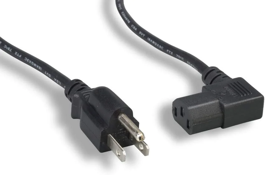 کابل برق 3 فوتی آمریکای شمالی Cablelera، NEMA 5-15P و IEC-60320-C13 زاویه راست، مشکی (ZADA15PC-03)