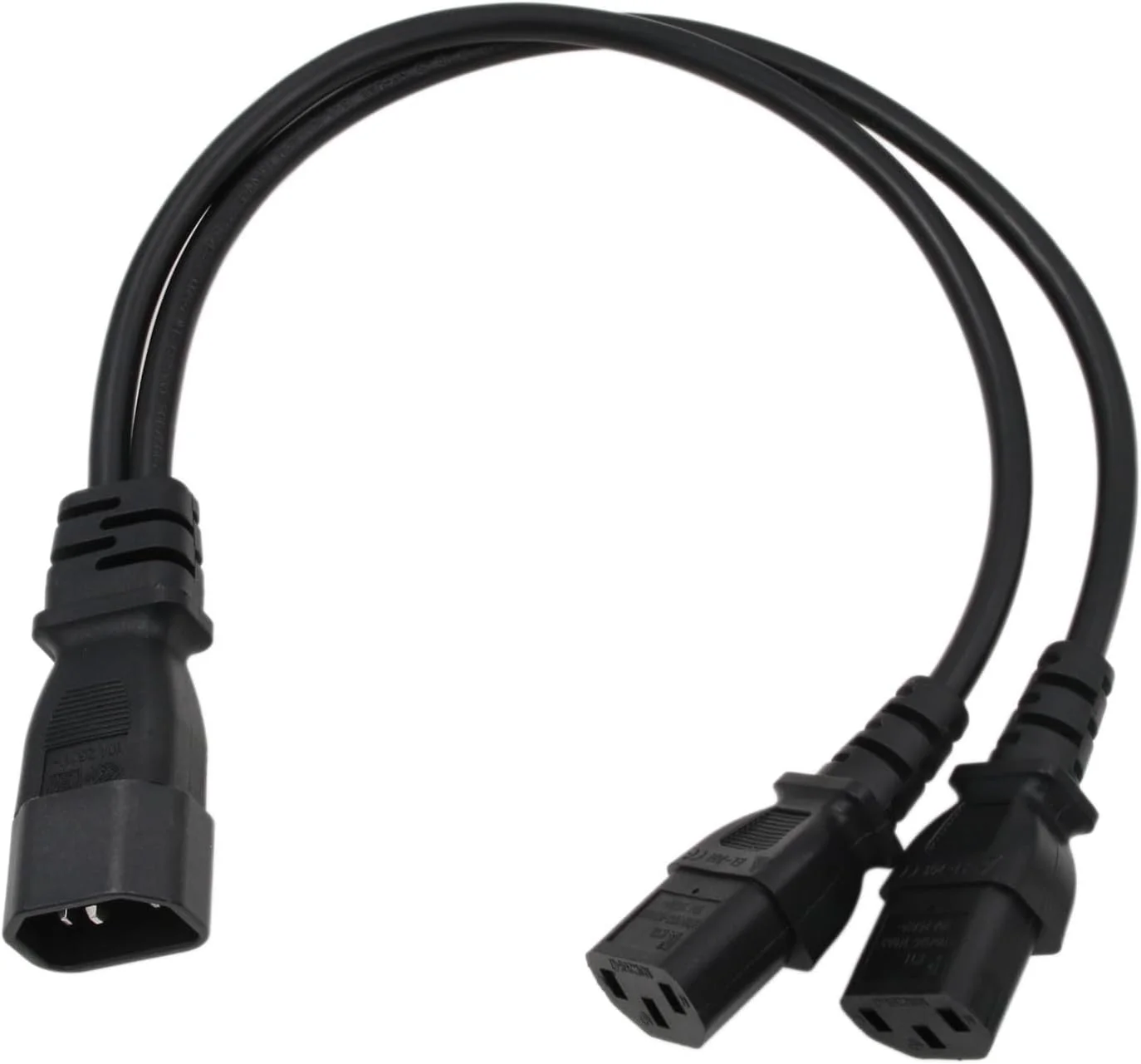 کابل تبدیل برق UPS PDU، تبدیل کننده IEC320 C14 نری به دو عدد IEC 320 C13 مادگی، مناسب برای مانیتور کامپیوتر و پرینتر، سه شاخه، طول 40 سانتی متر