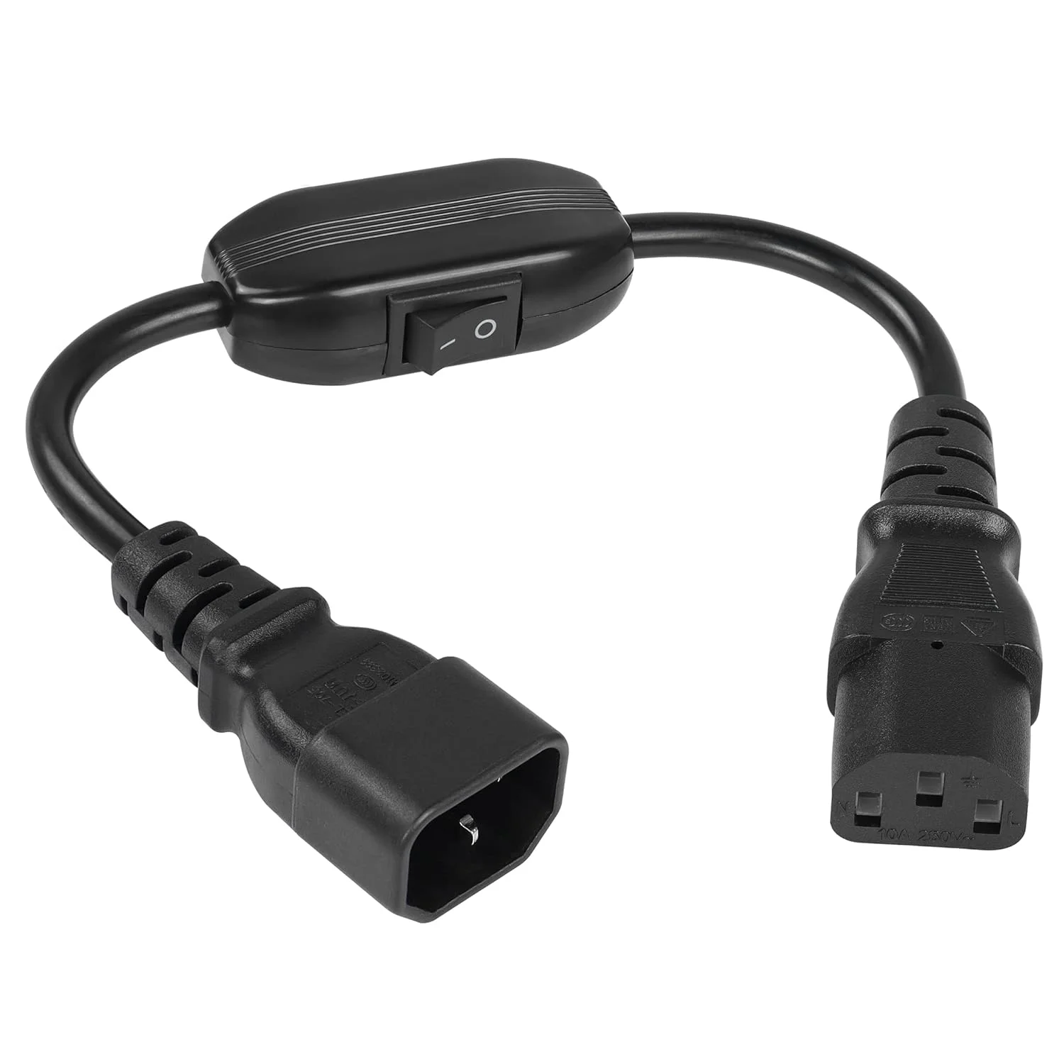 کابل برق YACSEJAO PDU UPS، کابل 18AWG IEC 320 C14 به C13 با کلید روشن/خاموش، کابل افزایش طول برق کامپیوتر