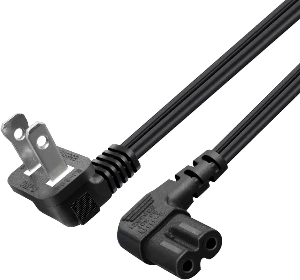 کابل برق زاویه دار 90 درجه Toptekits NEMA 1-15P به IEC320 C7 18AWG AC، سازگار با کامپیوتر، مانیتور، پرینتر، پروژکتور، کنسول بازی، تلویزیون HDTV (طول 0.3 متر)