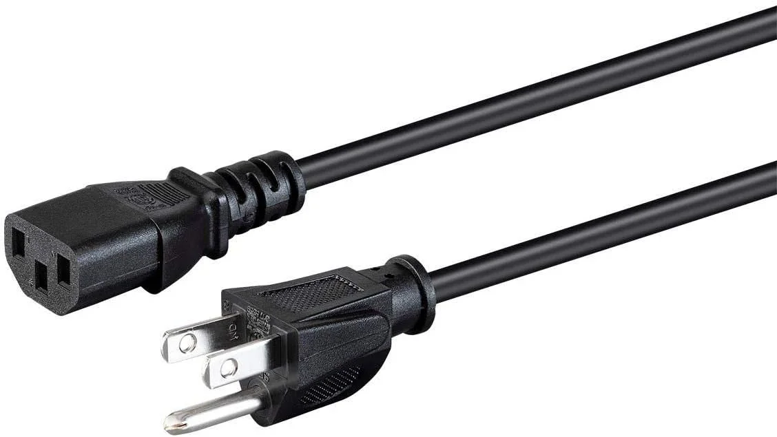کابل برق Monoprice - NEMA 5-15P به IEC 60320 C13، 18AWG، 10A/1250W، 125V، 3-شاخه، 2.4 متر، مشکی