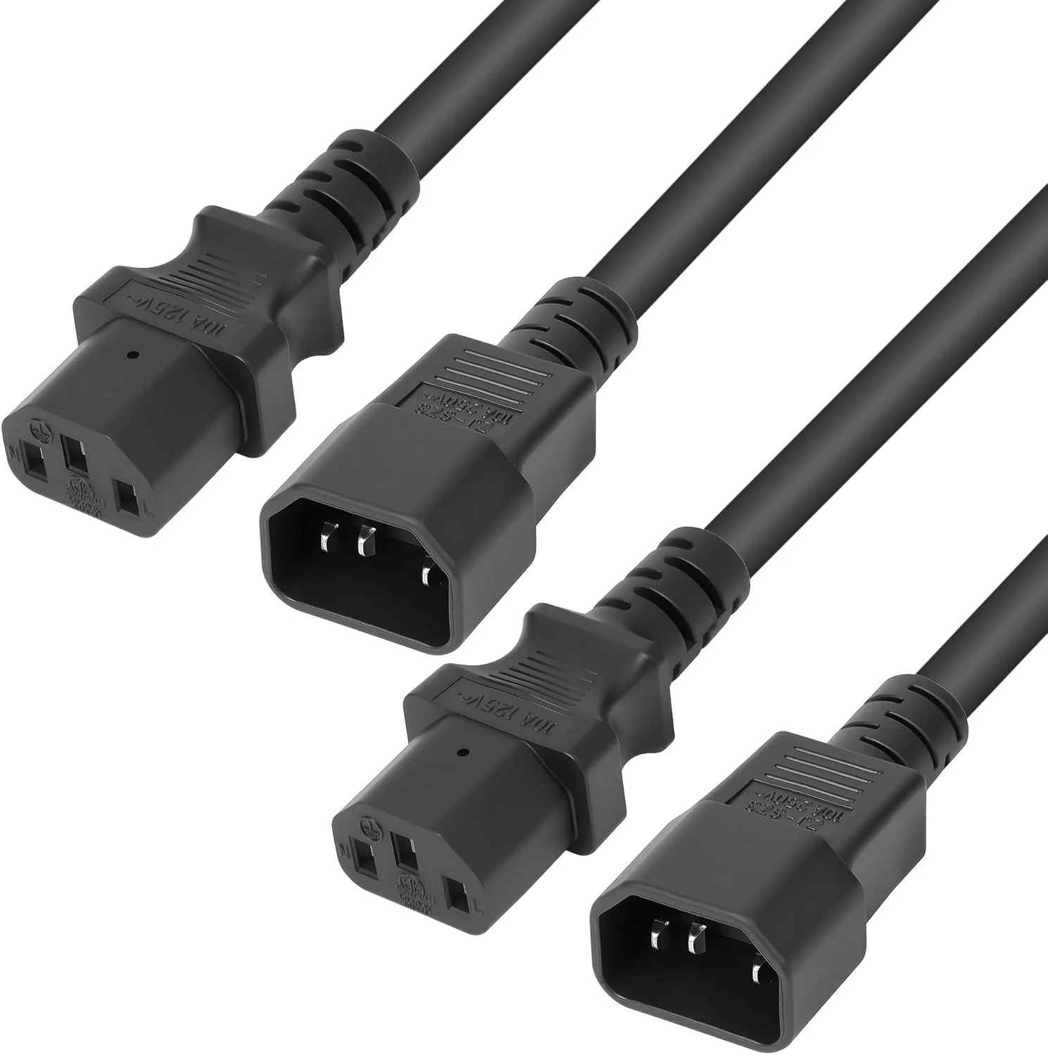 کابل برق IEC 320 C14 به C13، طول 60 سانتی متر، 18AWG 10A 250V، کابل افزایش طول برق IEC C14 نر به C13 ماده برای کامپیوتر، مانیتور، سرور، UPS، پرینتر، PC - بسته 2 عددی