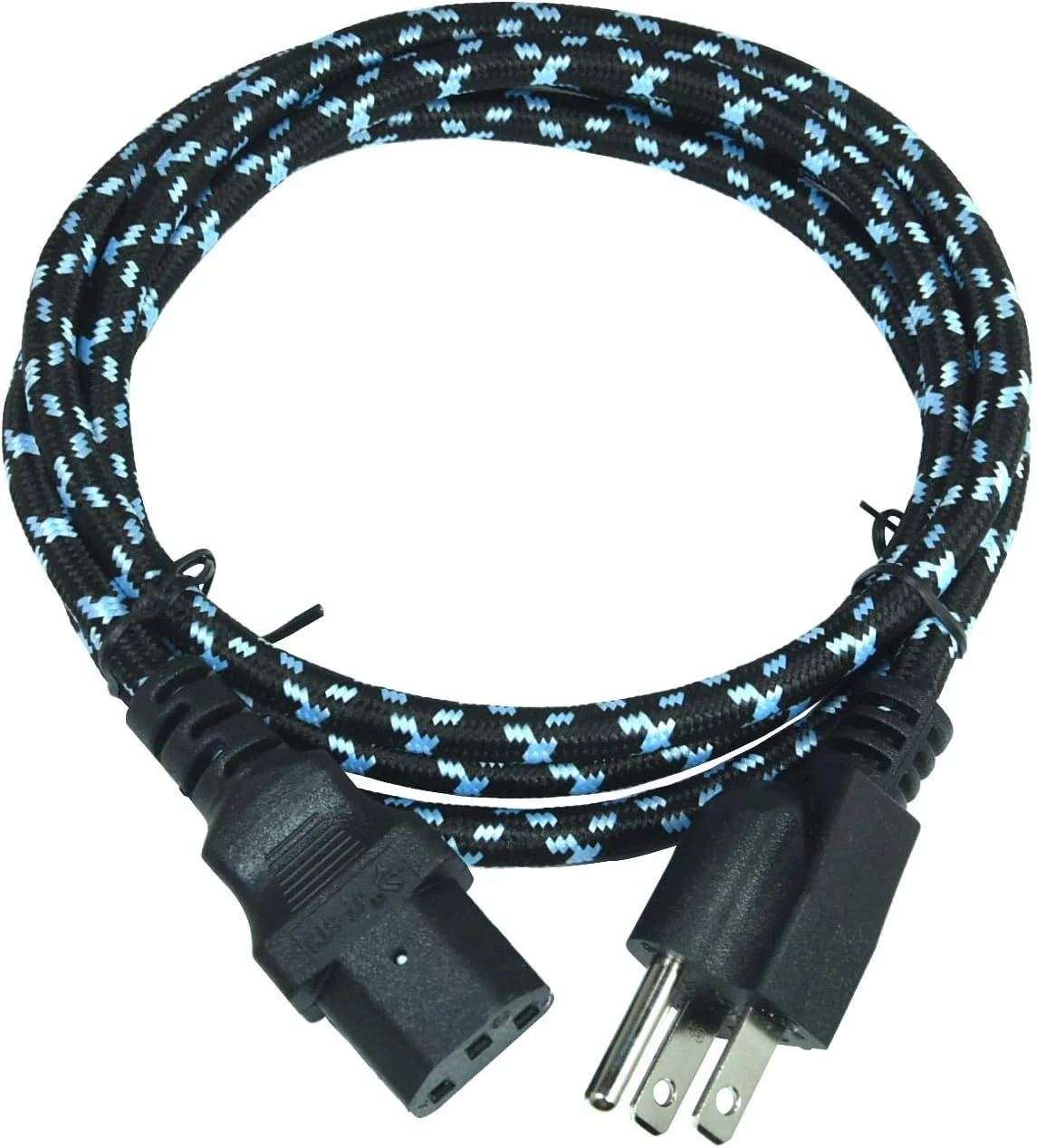 سیم برق سه شاخه بافته شده FILSHU، اندازه 16 AWG، مناسب برای کامپیوتر، طول 1.5 متر (NEMA 5-15P به IEC C13)