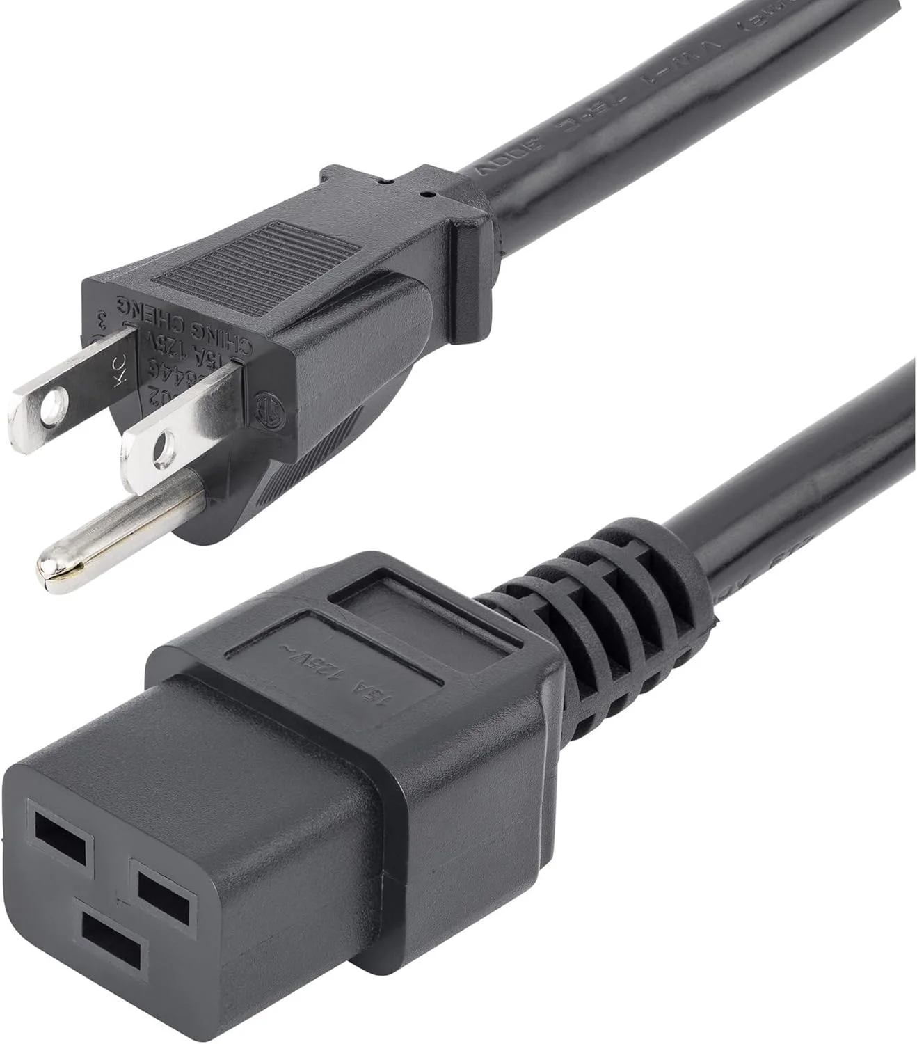 کابل برق سنگین 3 متری StarTech.com، NEMA 5-15P به C19، 15 آمپر 125 ولت، 14AWG، کابل برق کامپیوتر، کابل برق ضخیم برای PDU و تجهیزات شبکه، دارای گواهی UL (PXT515191410)
