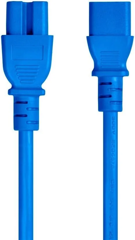 کابل برق افزایش طول کامپیوتر Monoprice 133658 با ضخامت 14AWG - طول 1.8 متر - آبی 15 آمپر 14AWG (IEC-320-C14 به IEC-320-C15)