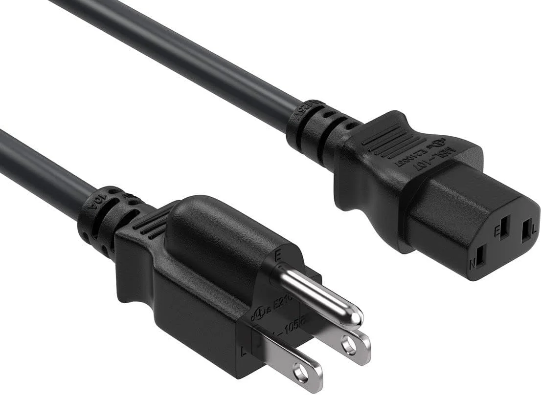 کابل برق کامپیوتر 3 متری با استاندارد UL، NEMA 5-15P به C13، 10 آمپر 125 ولت، 18AWG، کابل برق AC مشکی جایگزین، کابل برق پرینتر، کابل منبع تغذیه کامپیوتر، کابل برق مانیتور
