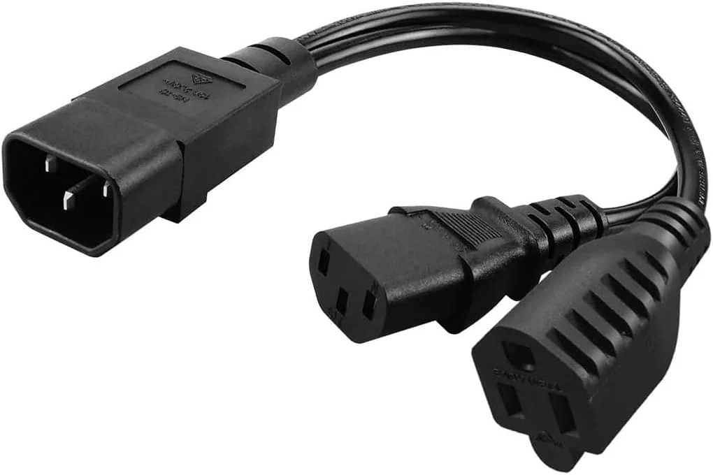 کابل برق اسپلیتر IEC 320 C14 به C13+NEMA 5-15R برای کامپیوتر، تلویزیون پلاسما، پرینتر، مانیتور، آداپتور AC