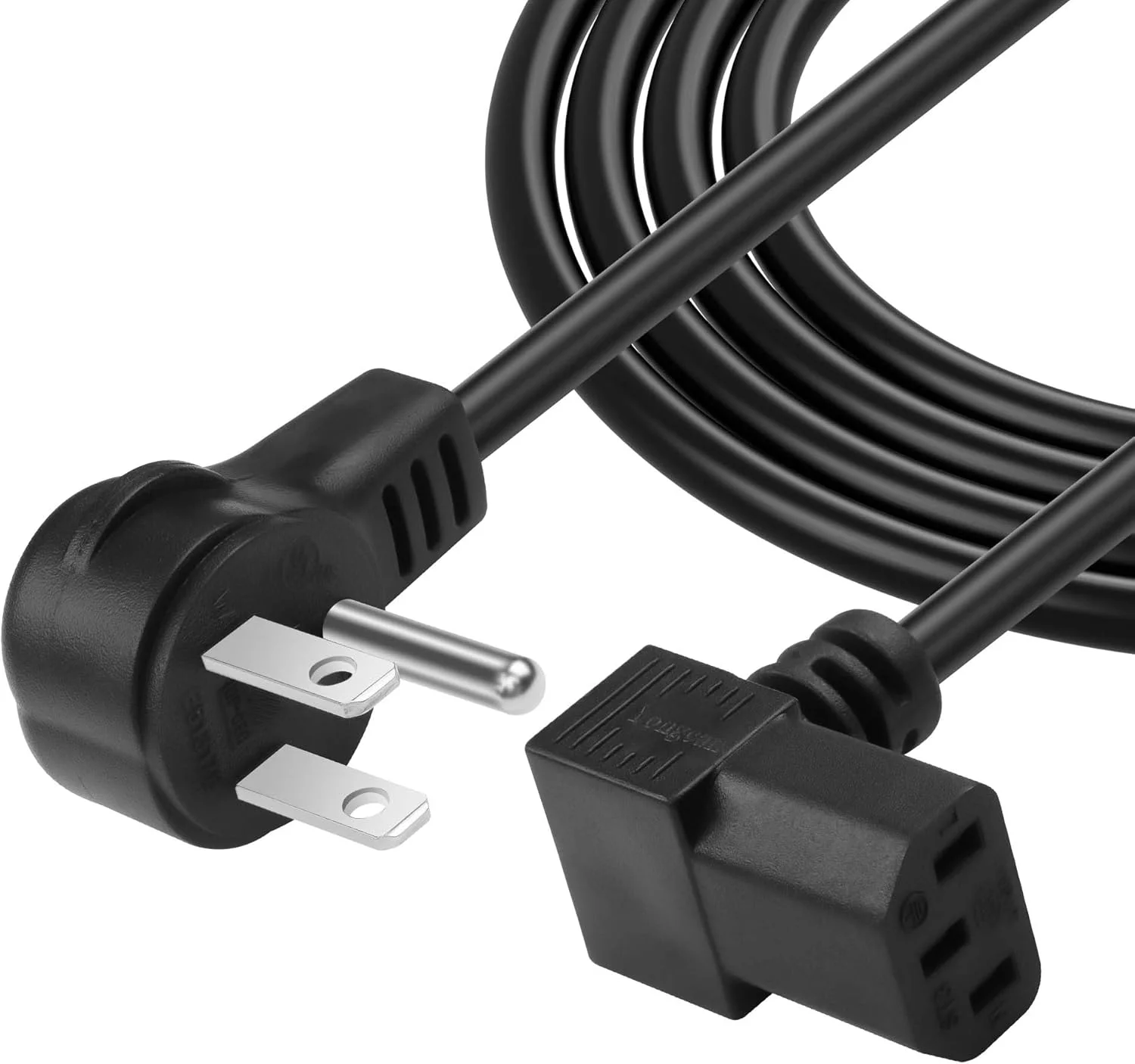 کابل برق 1.2 متری NEMA 5-15P به IEC 320 C13 با زاویه پایین، 18AWG، 10 آمپر/250 ولت، کابل برق AC سه شاخه برای تلویزیون، کامپیوتر، پرینتر، رادیو، مانیتور، لپ تاپ و غیره کابل برق 1.2 متری NEMA 5-15P به IEC 320 C13 با زاویه پایین، 18AWG، 10 آمپر/250 ولت، کابل برق AC سه شاخه برای تلویزیون، کامپیوتر، پرینتر، رادیو، مانیتور، لپ تاپ و غیره