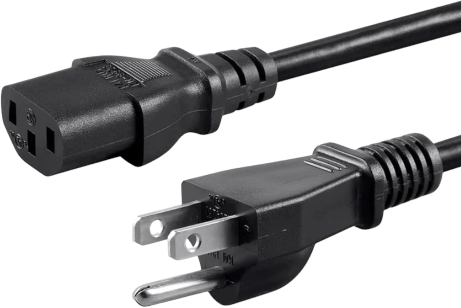 کابل برق استاندارد 1.5 متری 10 آمپر 250 ولت مشکی 3 پین AC برای لوازم الکترونیکی، تلویزیون، کامپیوتر، پرینتر، رادیو، مانیتور، سامسونگ، دل، ویزیو، ال جی، ایسوس، لپ تاپ و غیره