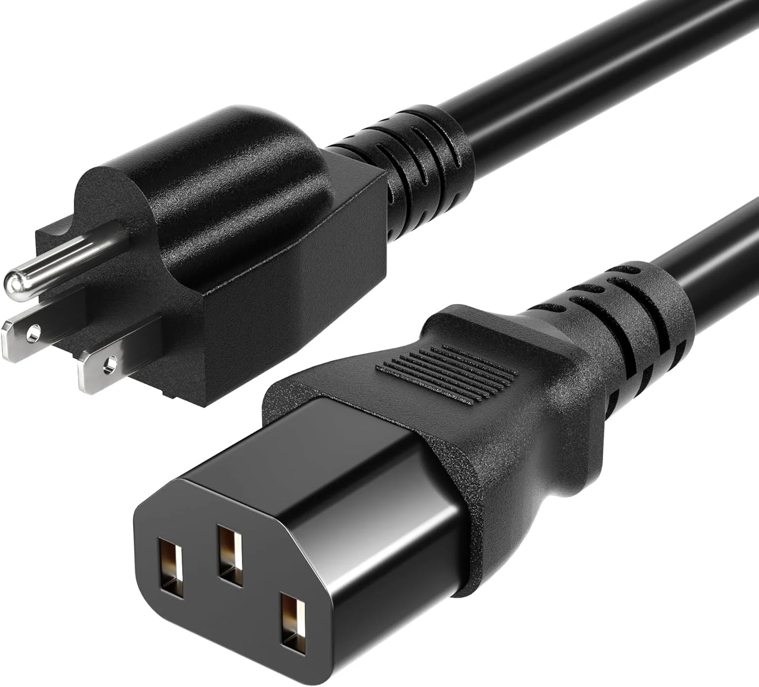 کابل برق 3 پین 4.5 متری 10 آمپر 125 ولت 18AWG، NEMA 5-15P به C13، کابل برق مشکی برای تلویزیون، کامپیوتر، مانیتور، پرینتر، پلی استیشن، HP، دل، لنوو، اپل، ایسوس - دارای گواهی ETL