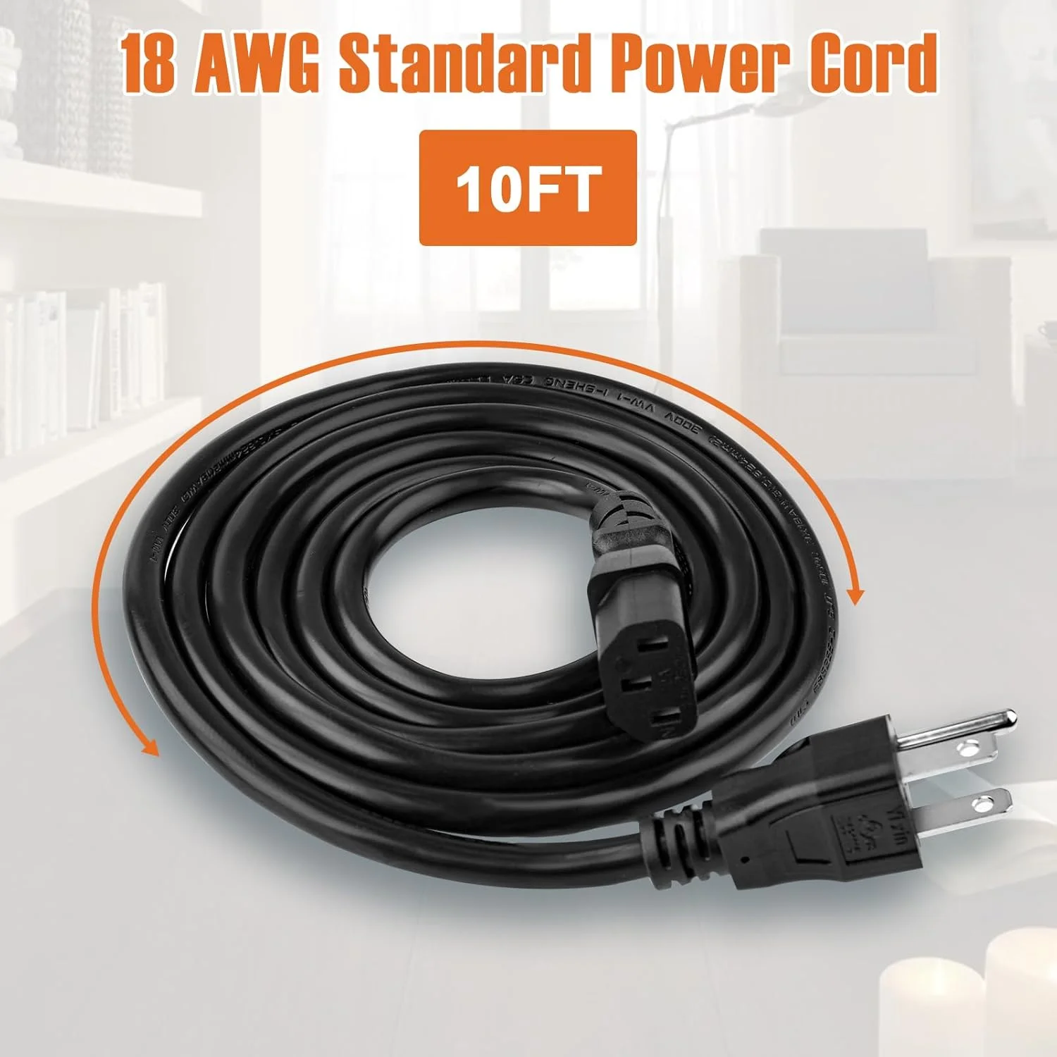 پک 5 عددی کابل برق 3 پین جایگزین کامپیوتر، کابل برق AC 3 متری برای لوازم الکترونیکی، تلویزیون، کامپیوتر، پرینتر، رادیو، مانیتور، سامسونگ، دل، ویزیو، ال جی، ایسوس، لپ تاپ و غیره، 18 AWG، 125 ولت - تصویر 2 پک 5 عددی کابل برق 3 پین جایگزین کامپیوتر، کابل برق AC 3 متری برای لوازم الکترونیکی، تلویزیون، کامپیوتر، پرینتر، رادیو، مانیتور، سامسونگ، دل، ویزیو، ال جی، ایسوس، لپ تاپ و غیره، 18 AWG، 125 ولت - تصویر 2