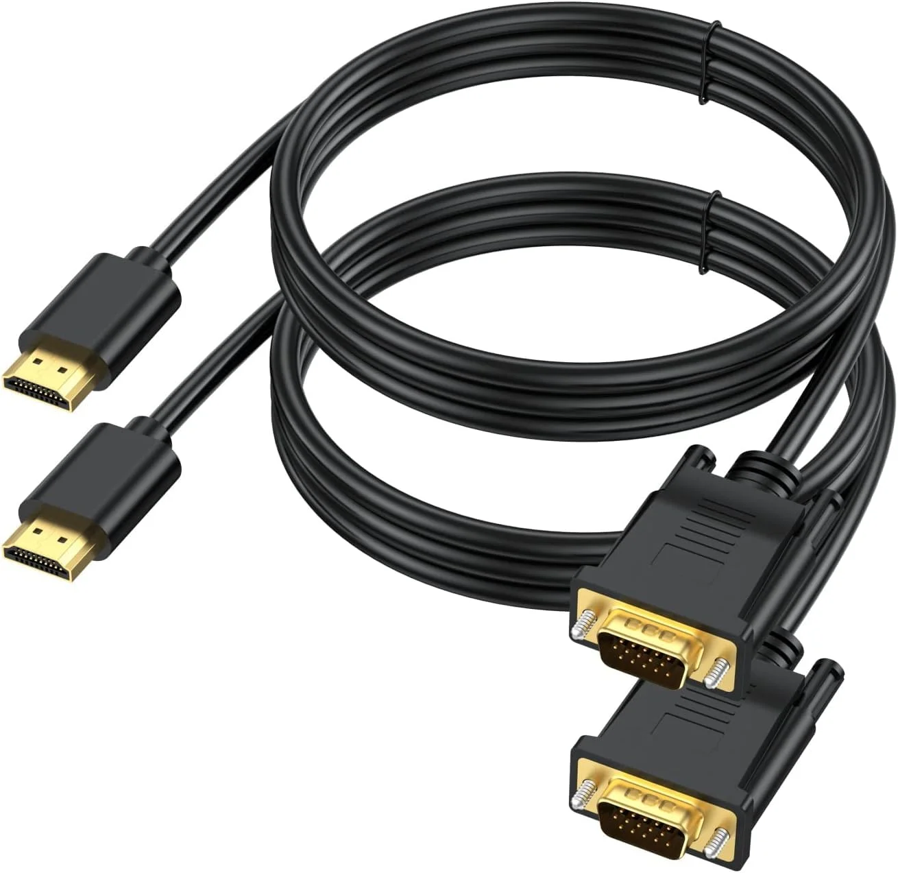 کابل تبدیل HDMI به VGA طول 1.8 متر، کابل یک طرفه HDMI کامپیوتر به مانیتور VGA (نر به نر) سازگار با کامپیوتر، دسکتاپ، لپ تاپ، PC، مانیتور، پروژکتور، تلویزیون های HD، رکو، ایکس باکس