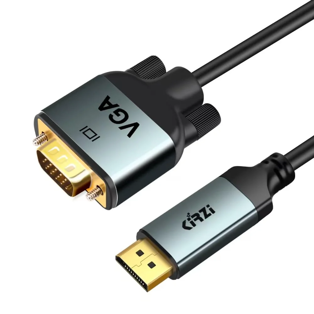 کابل DisplayPort به VGA طول 90 سانتی متر، تبدیل کننده آداپتور 1080P@60Hz، DP نر به VGA نر برای مانیتور، کامپیوتر رومیزی، لپ تاپ