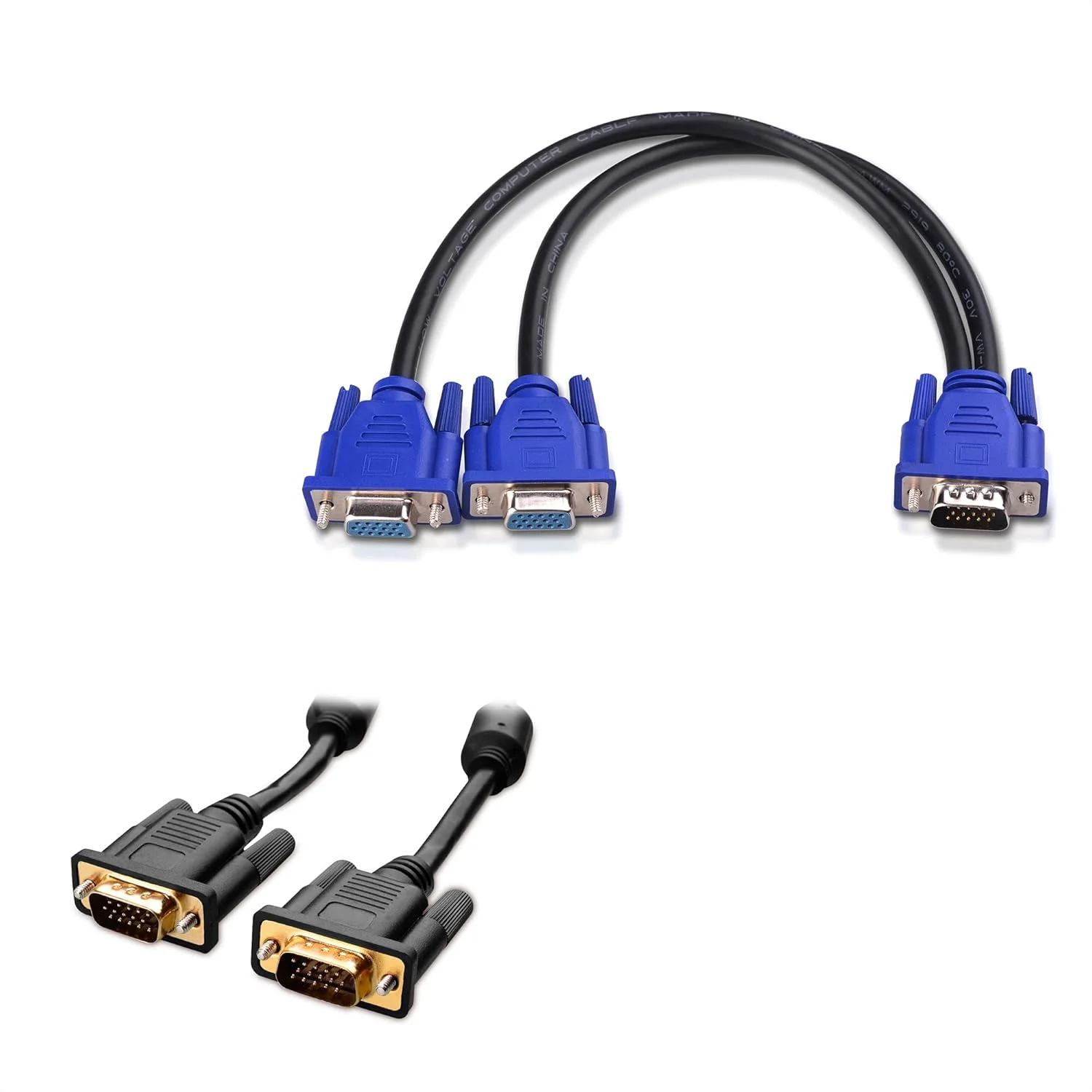کابل VGA ده فوتی Cable Matters با فریت و اسپلیتر VGA یک فوتی برای تکثیر صفحه نمایش - نمایشگرهای جداگانه را نشان نمی دهد کابل VGA ده فوتی Cable Matters با فریت و اسپلیتر VGA یک فوتی برای تکثیر صفحه نمایش - نمایشگرهای جداگانه را نشان نمی دهد