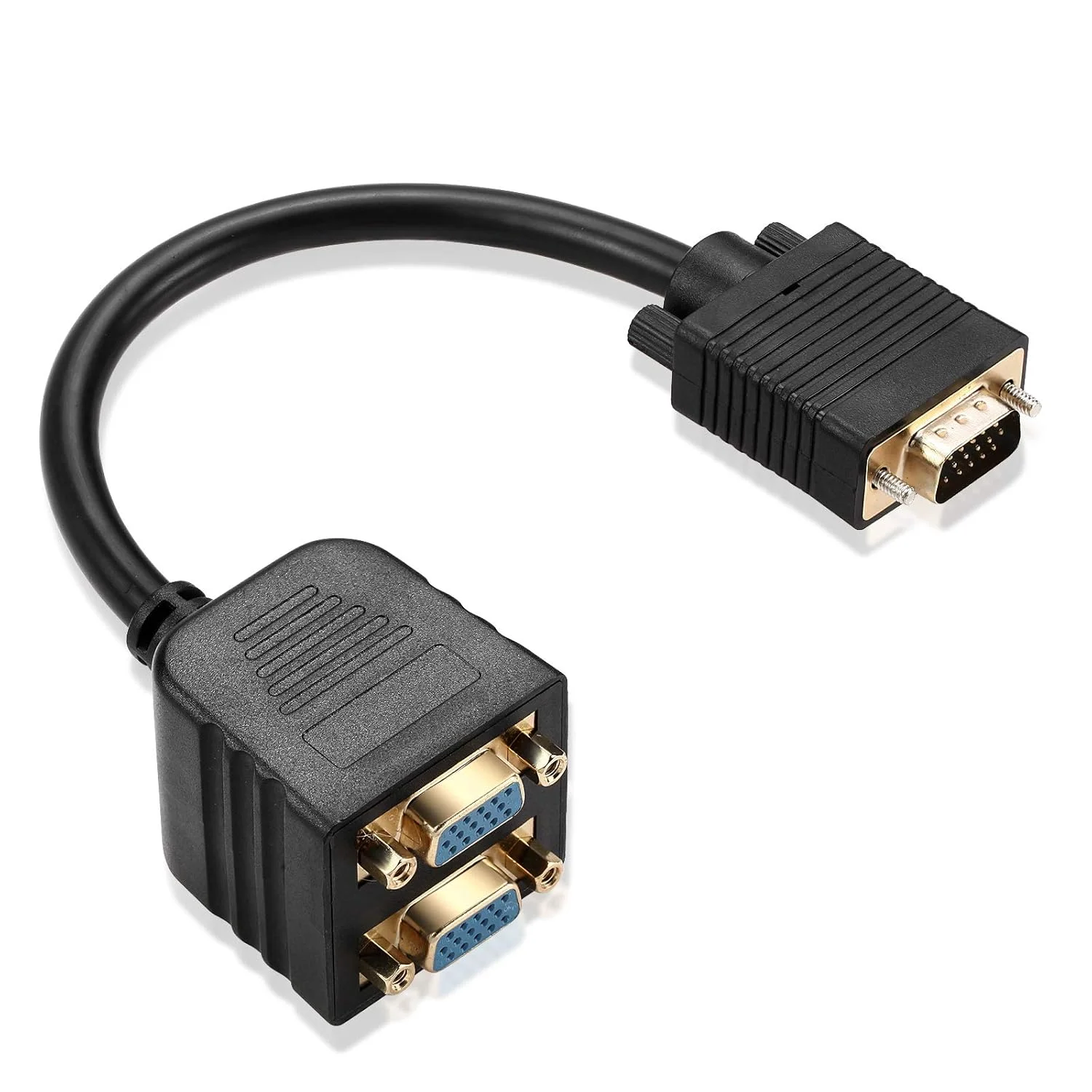 کابل تبدیل VGA یک نری به دو مادگی، کابل Y اسپلیتر مانیتور، 25 سانتی متر، مشکی - امکان اتصال همزمان دو دستگاه وجود ندارد (یک عدد)