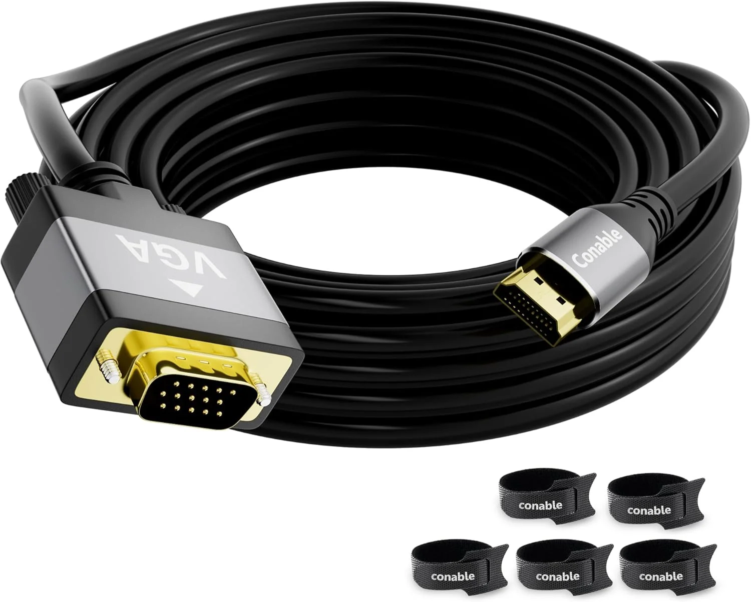 کابل HDMI به VGA با طول 7.5 متر، کابل یک طرفه HDMI (منبع) به VGA (نمایشگر)، کابل مشکی نر به نر، کانکتورهای روکش طلا، بدنه آلومینیومی، برای کامپیوتر، دسکتاپ، لپ تاپ، مانیتور، پروژکتور، تلویزیون های HD و ایکس باکس