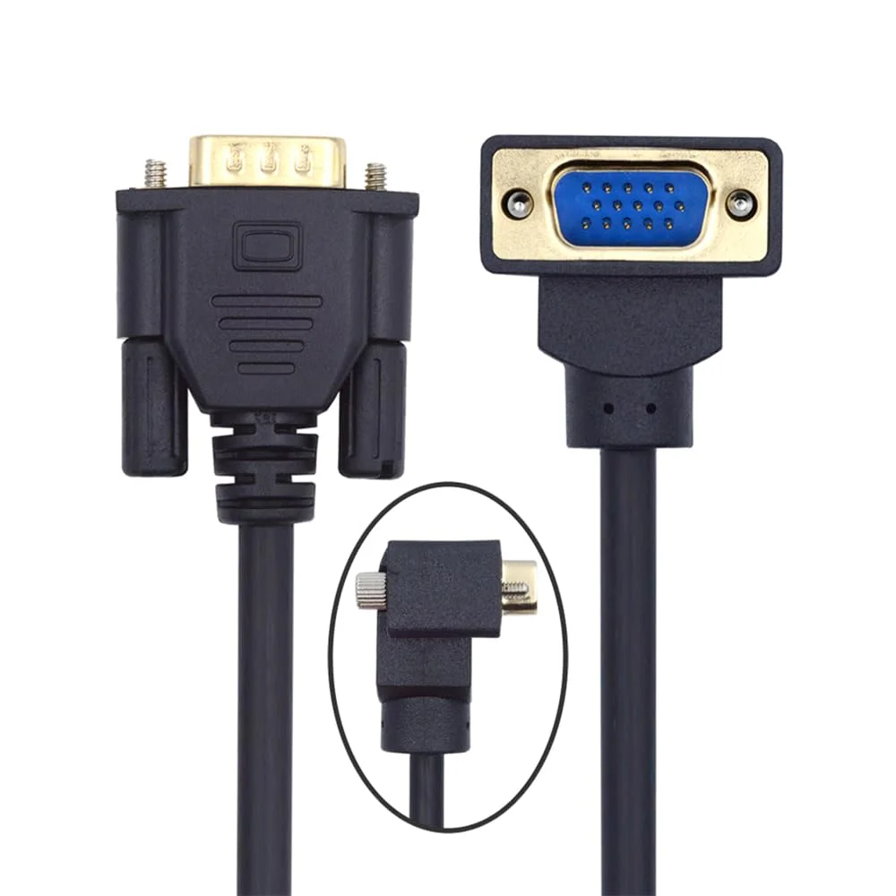 کابل VGA با زاویه 90 درجه نر به نر مستقیم xiwai، سیم افزایش طول 3COAX+6C برای مانیتور کامپیوتر و پروژکتور، 1 متر