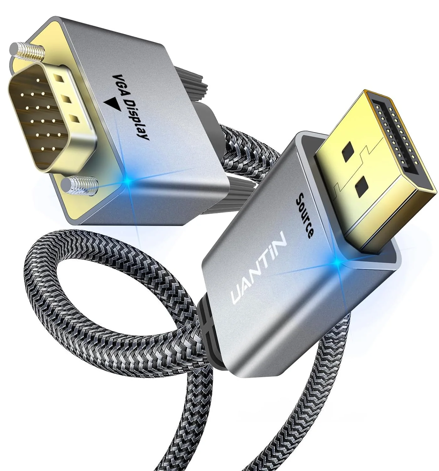 کابل تبدیل DisplayPort به VGA با طول 3 متر | دوشاخه های روکش طلا ضد تداخل | آلومینیومی 1080P Display Port DP به مانیتور VGA با روکش بافته شده (نر به نر) برای کامپیوتر، دل، اچ پی، کارت گرافیک