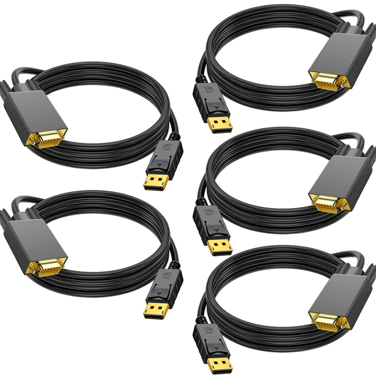 کابل DisplayPort به VGA طول 1.8 متر، آداپتور Display Port DP به VGA، کابل تصویر 1080P@60Hz از لپ تاپ/کامپیوتر (DP) به مانیتور/پروژکتور (VGA)، (غیر دو طرفه، نه برای HDMI یا USB)