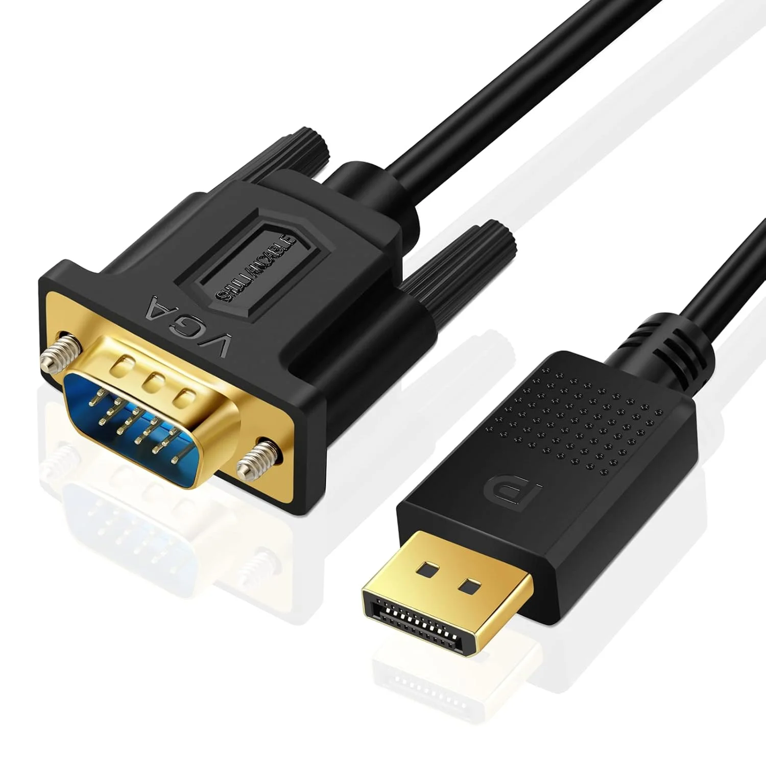 کابل DisplayPort به VGA شولیان کابل، آداپتور DisplayPort به VGA نر به نر با روکش طلا برای کامپیوتر، لپ تاپ، PC، مانیتور، تلویزیون، پروژکتور (90 سانتی متر)