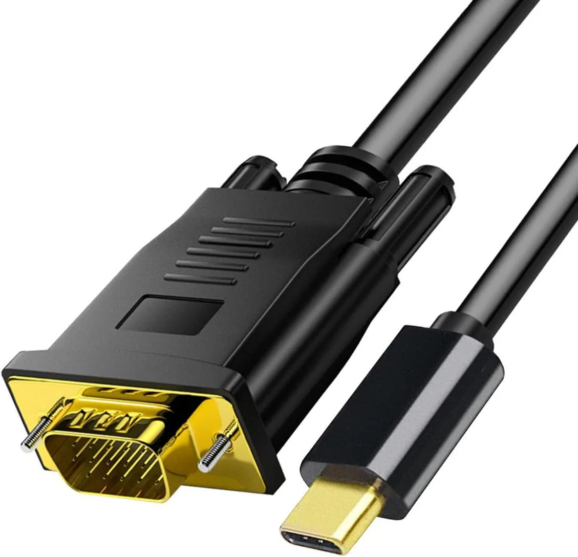 کابل USB-C به VGA طول 1.8 متر، آداپتور USB Type-C به VGA سازگار با MacBook Pro، iPad Pro، Samsung Galaxy S24/ S23 و غیره