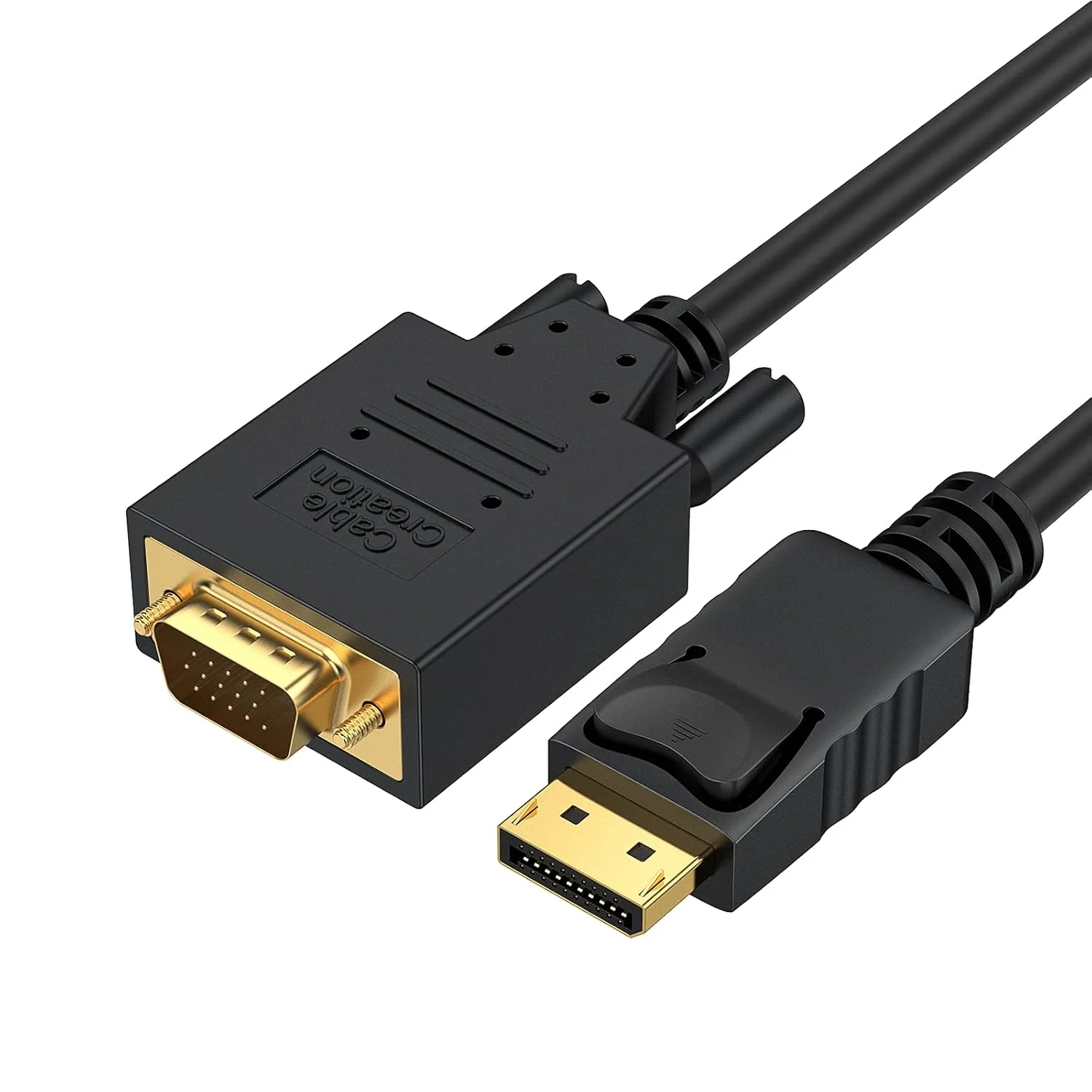 کابل DisplayPort به VGA کیبل کریشن 1.8 متری، آداپتور DisplayPort به VGA با روکش طلا 1080P@60Hz، کابل استاندارد DP نر به VGA نر، سازگار با لپ تاپ، کامپیوتر، تلویزیون، پروژکتور، مشکی