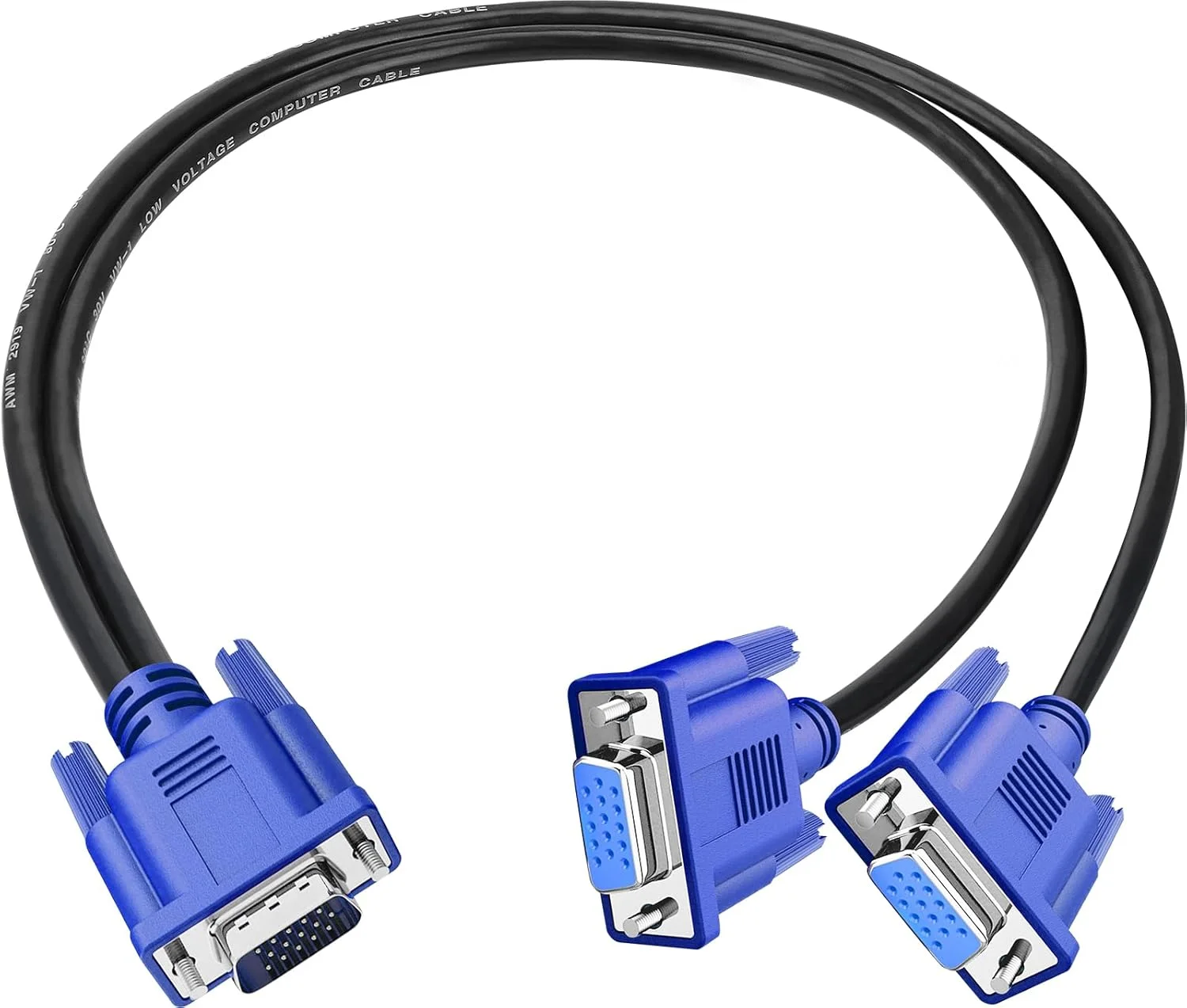 کابل اسپلیتر VGA پاسو 1080P، کابل Y مانیتور دوگانه VGA، 1 نر به 2 ماده، فقط برای تکثیر صفحه نمایش - 1.5 فوت (بدون توسعه صفحه نمایش) - فقط برای مانیتورهای یکسان کار می کند
