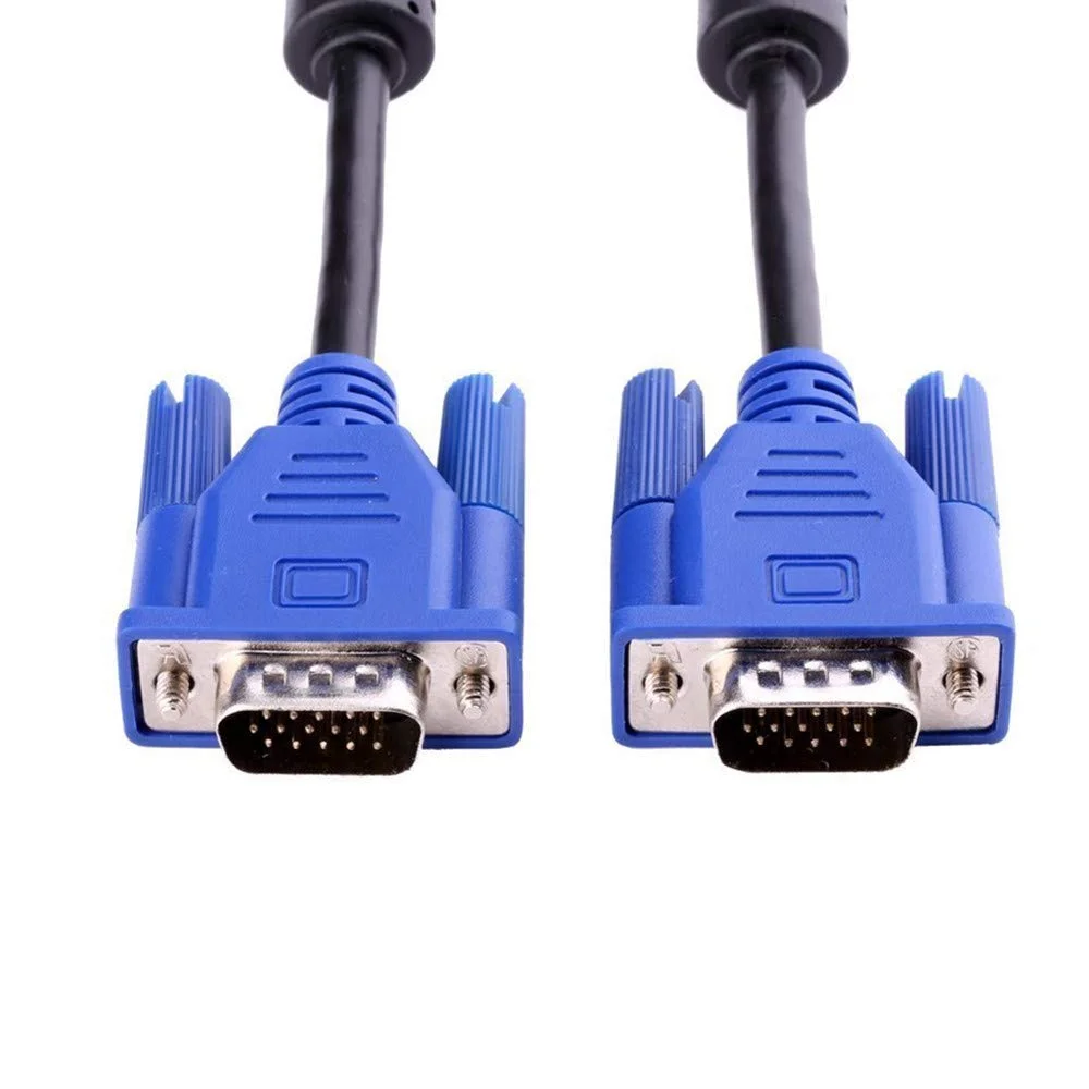 کابل مانیتور HD15 15 پین روکش طلا DB15 VGA نر به نر برای تلویزیون، کامپیوتر، مانیتور، سیم DVD (اتصال آبی 1.5 متری)